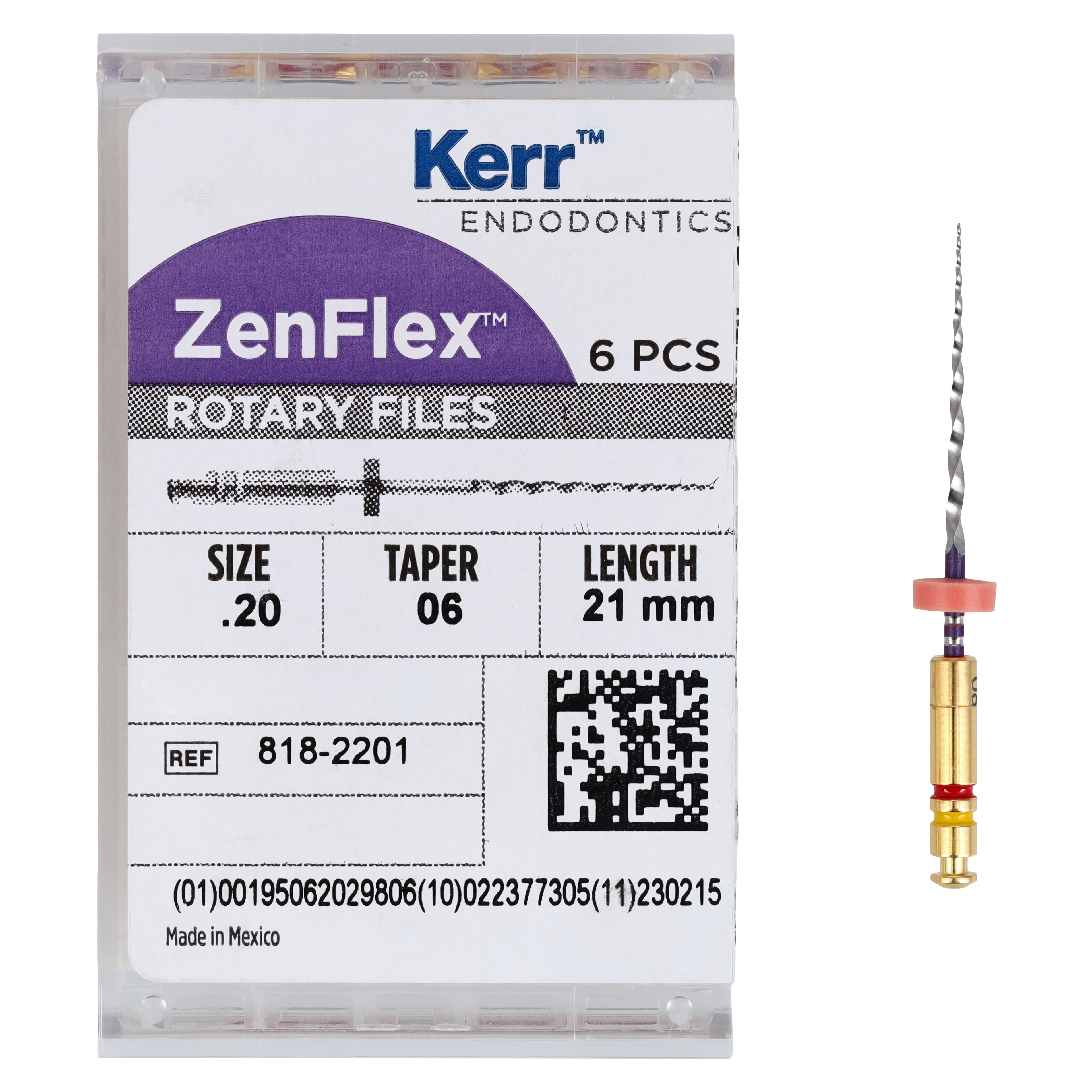 ZenFlex NiTi Rotary Shaping Files, .20/.06, 21mm, Non-Cutting Tip, 6/Pk, 818-2201 thumbnail 5