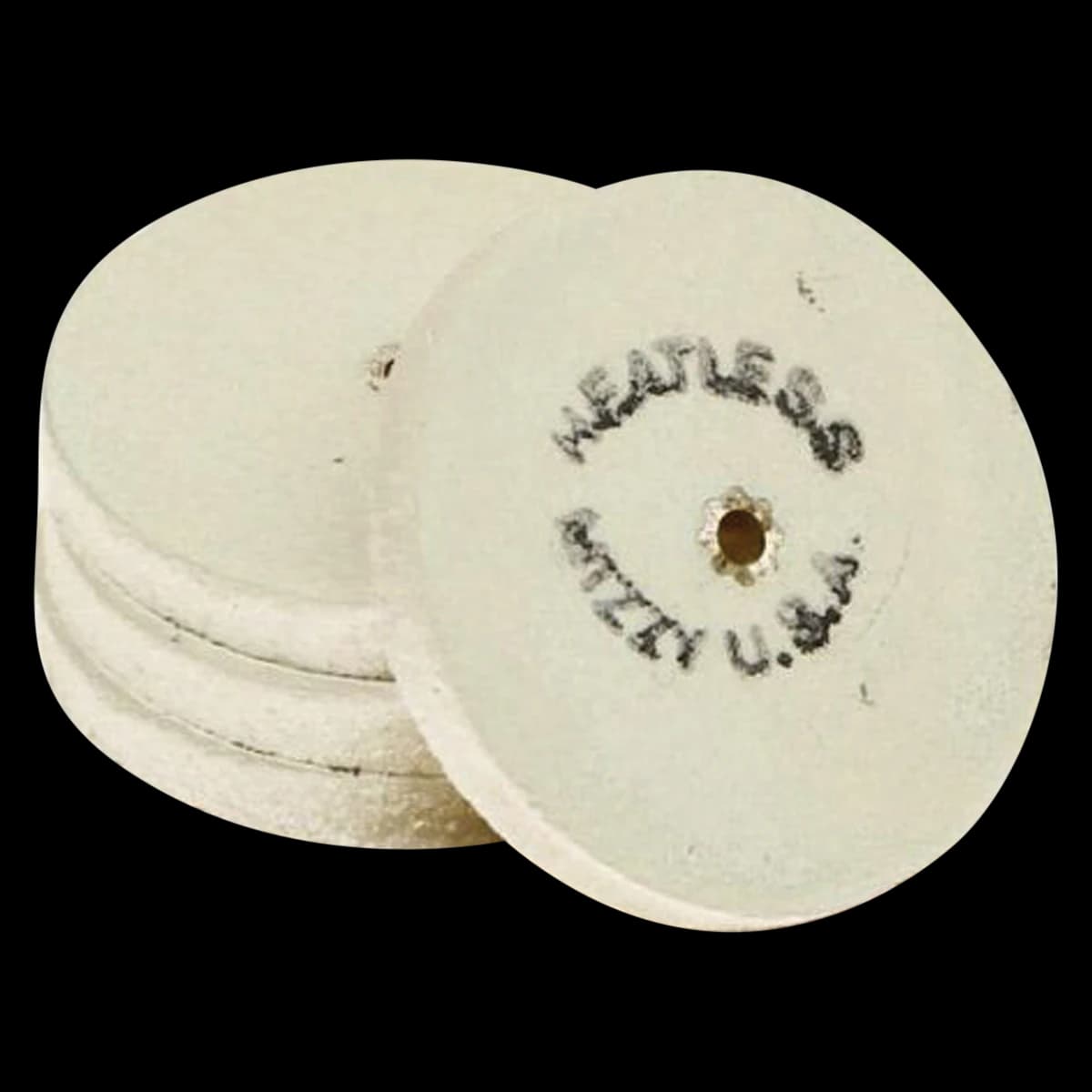 Keystone Mizzy Heatless Wheels #14, White, Aluminum Oxide, 1/8" x 1/2" (3.1 x 12.7 mm), 50/Pack, 1900255 - #14 White Mizzy Heatless Wheels Pack of 50 - Image 1
