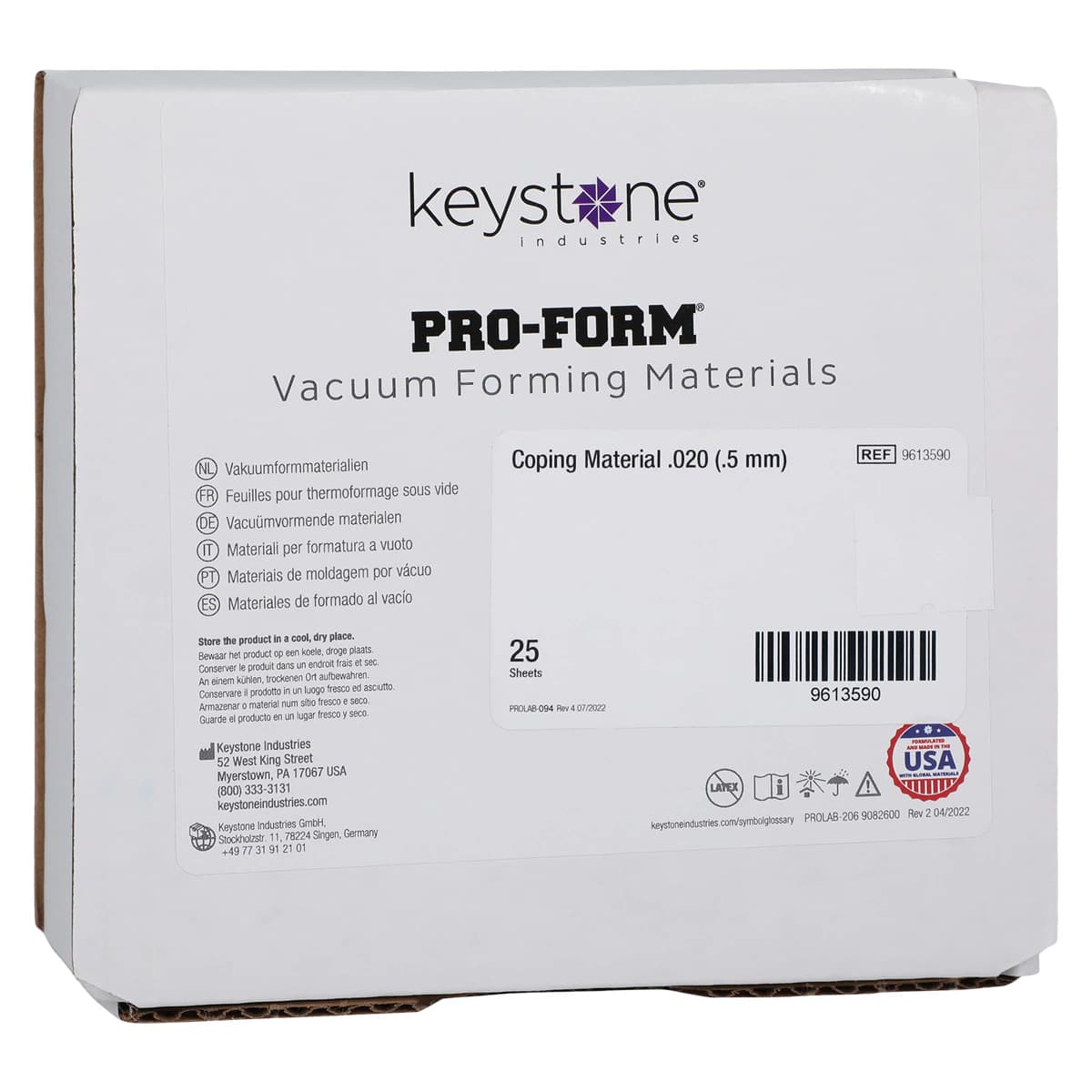 Pro-Form Coping Material, 5" x 5", Clear, 0.020" (0.50 mm), 25/Pk, 9613590 thumbnail 2