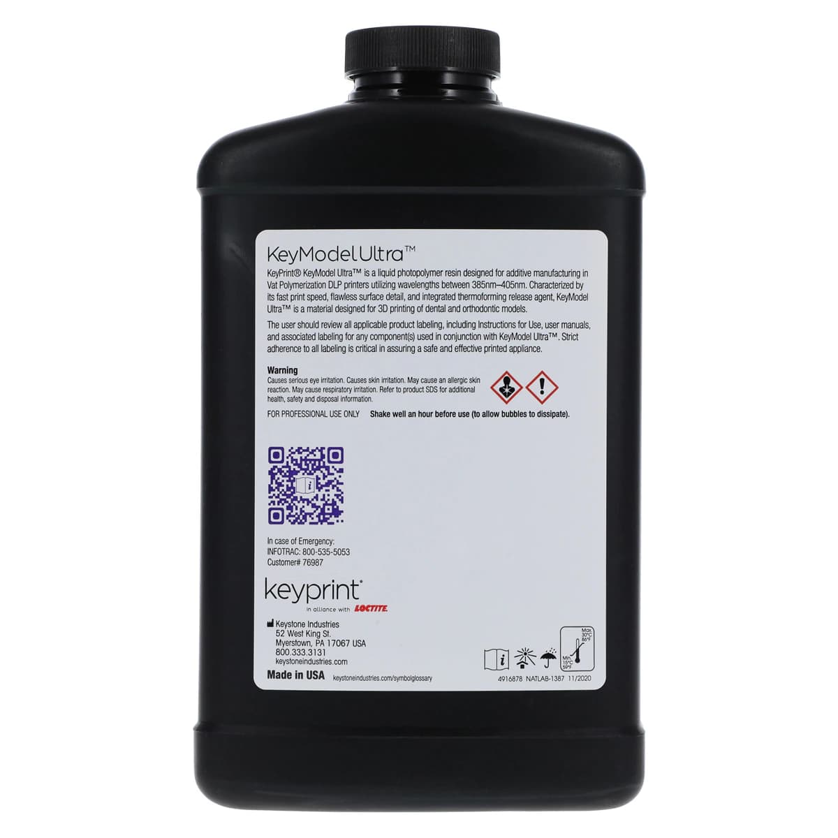 KeyModel Ultra 3D Printing Resin, Ivory, 1 kg (35.3 oz) Bottle thumbnail 2