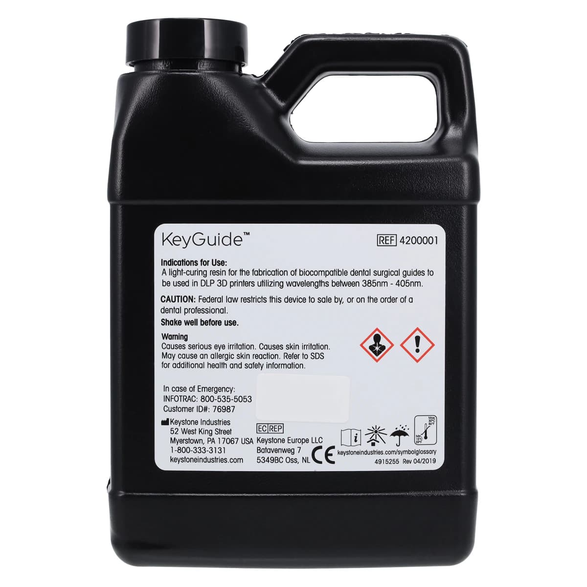 Keyprint KeyGuide 3D Printing Resin, Blue Transparent, 0.5 kg Bottle, 4200001 thumbnail 2
