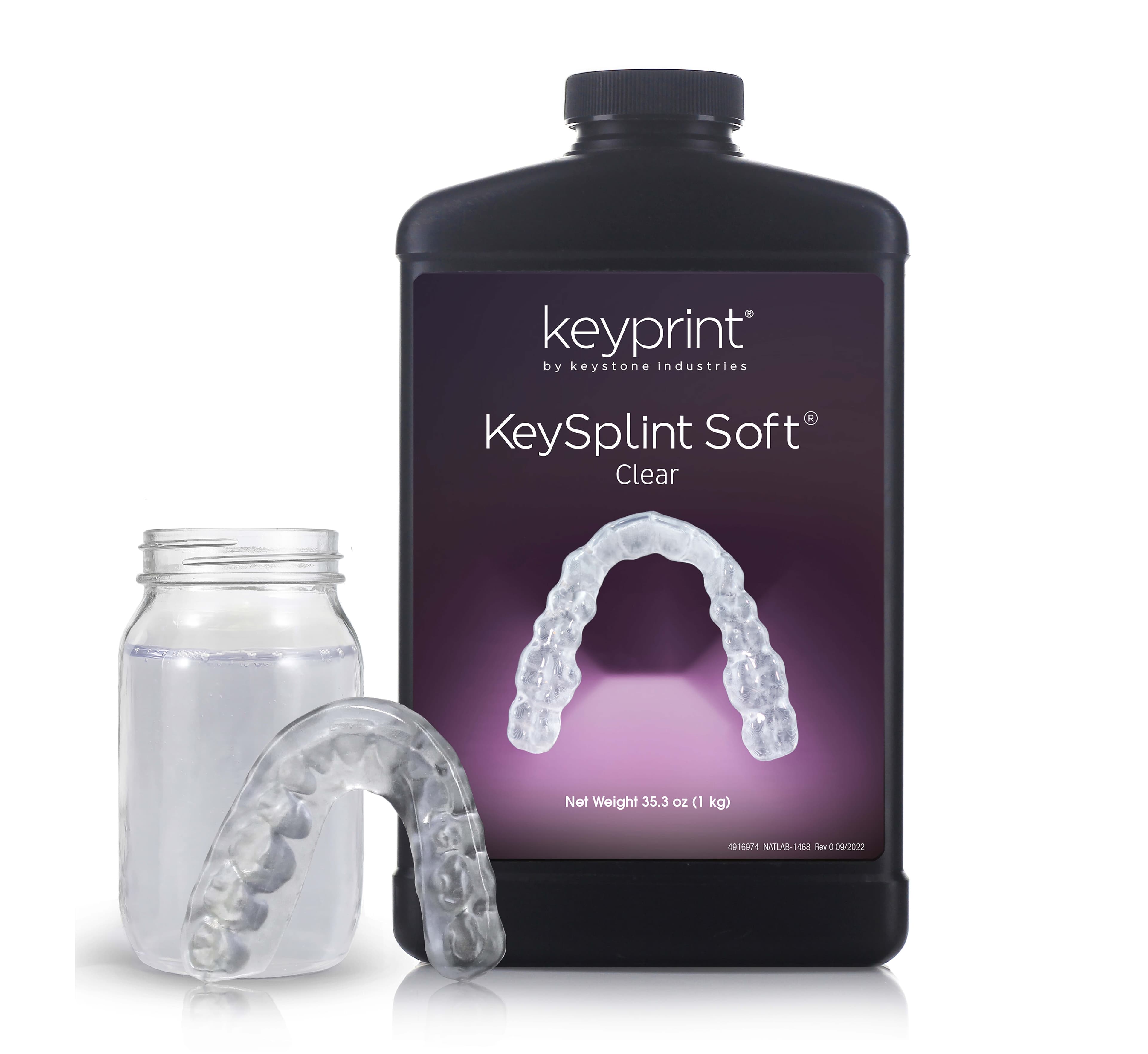 KeyPrint KeySplint Soft 3D Printing Resin, Clear, 1 kg Bottle, 4220161 - KeySplint Resin Soft, Clear 1 kg - Image 1