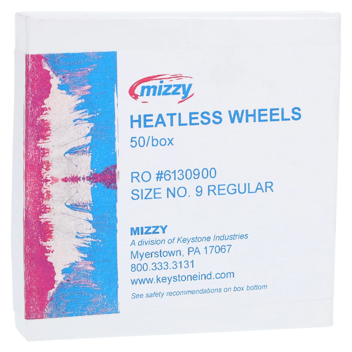 Mizzy Heatless Wheels, #9 Regular, Gray, 3/32" x 3/4" (2.4 x 19 mm), 50/Pkg, 1900180 - #9 Regular Mizzy Heatless Wheels Pack of 50 - Image 1