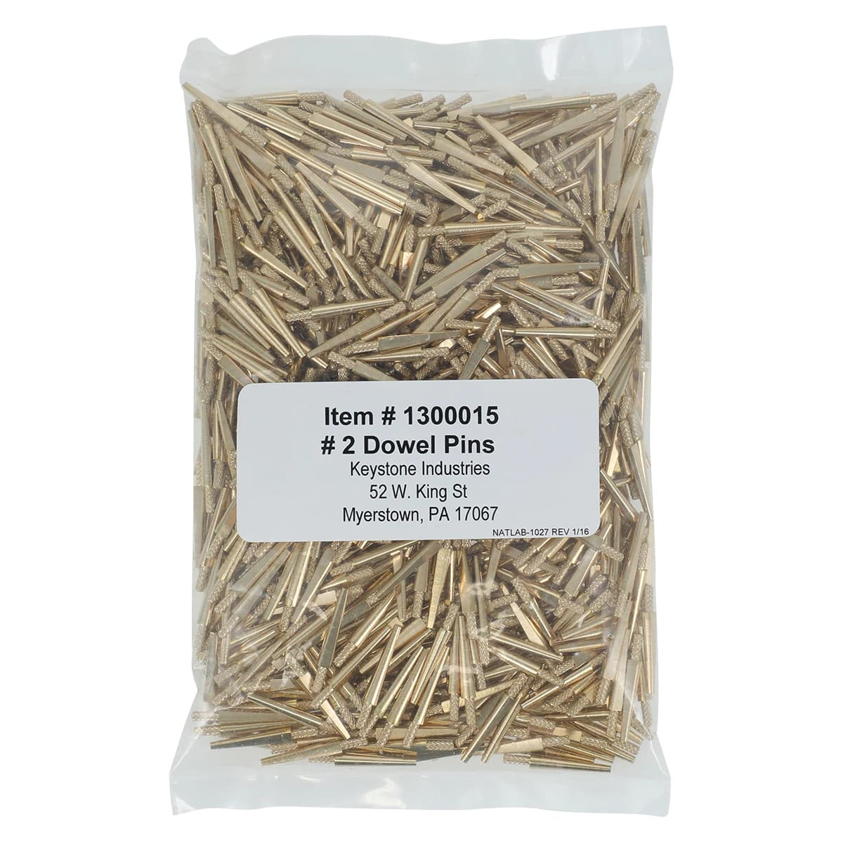Keystone Industries Swiss Dowel Pins, No. 2 Medium, Brass, 1000/Pkg, 1300015 - Dowel Pin Medium #2 1000/Pkg - Image 1