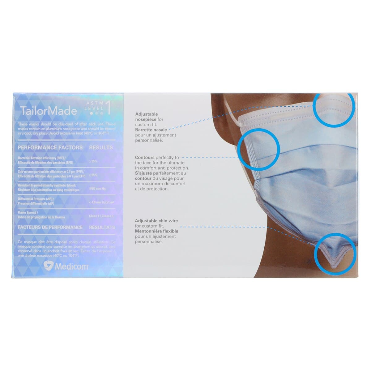 SafeMask TailorMade Procedure Mask with Chin Wire, ASTM Level 1, Blue, 50/Box, 2070 thumbnail 6