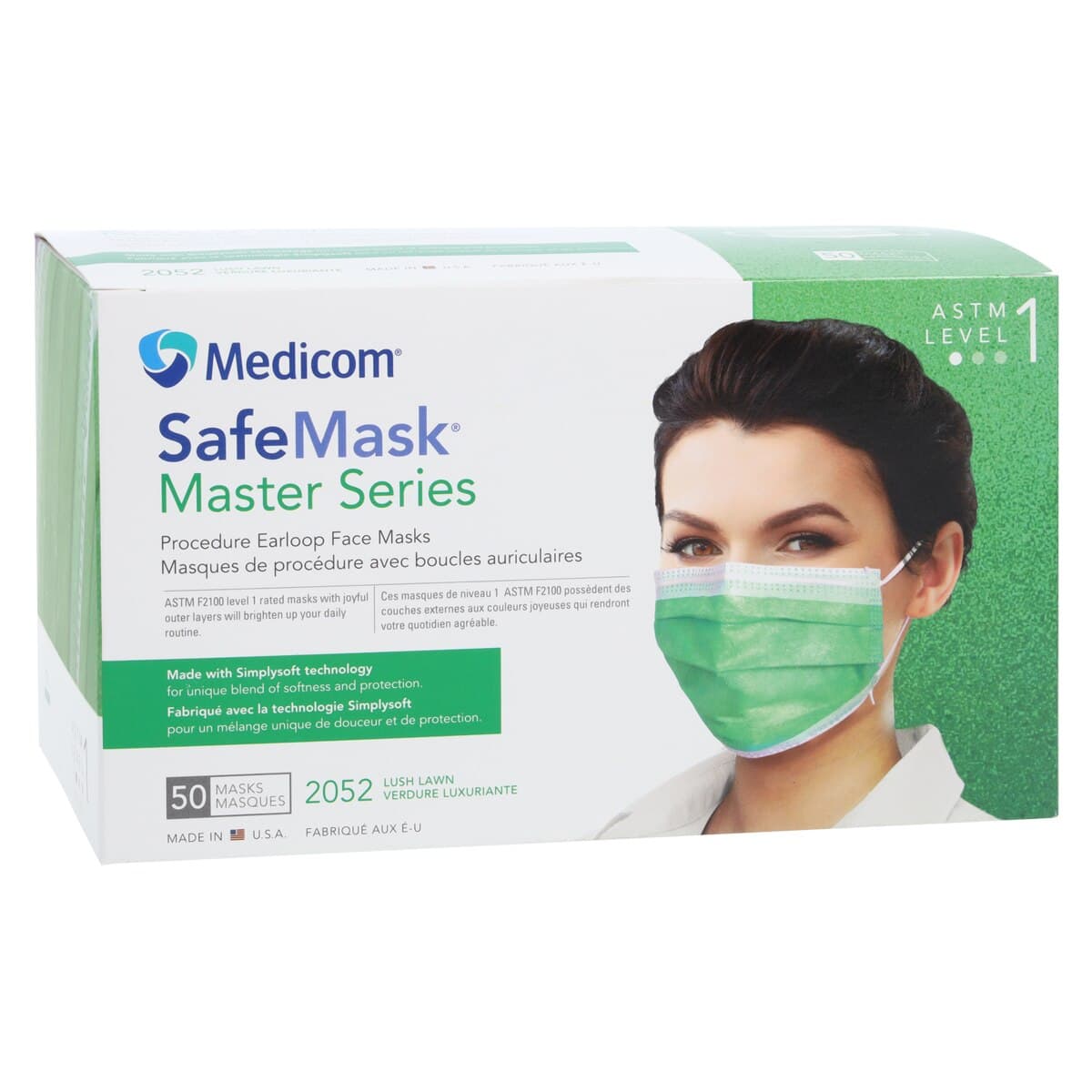 SafeMask Master Series Procedure Earloop Mask, ASTM Level 1, Lush Lawn (Vibrant Green), 50/Box, 2052 thumbnail 4