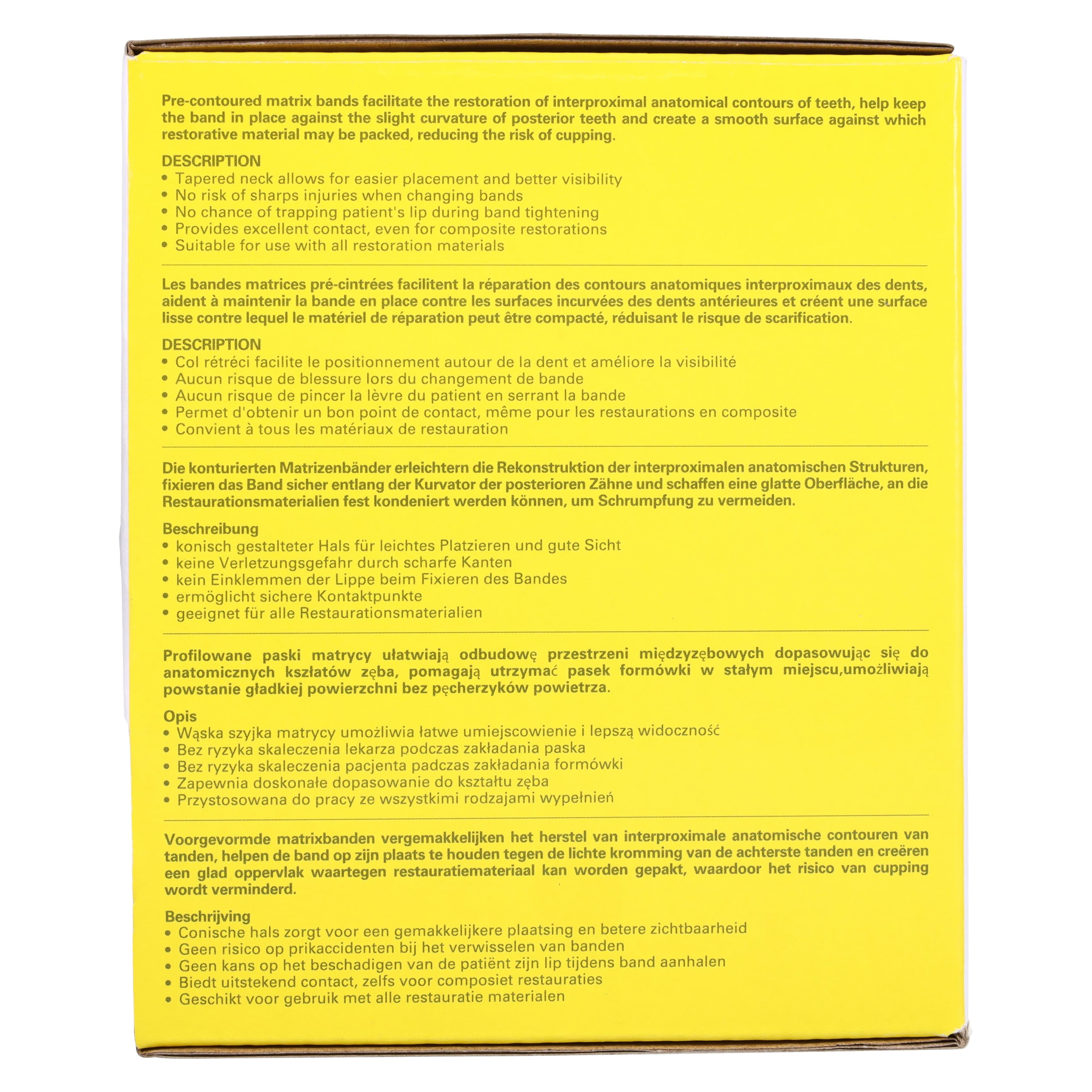 SafeMatrix Contour Narrow Single-Use Matrix Bands, 4.5mm, Yellow, 50/Box, 30060 thumbnail 6