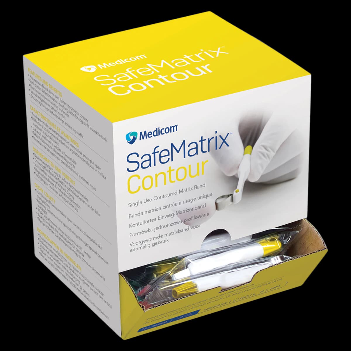 SafeMatrix Contour Narrow Single-Use Matrix Bands, 4.5mm, Yellow, 50/Box, 30060 - SafeMatrix Contour Narrow 4.5mm 50/Box - Image 1