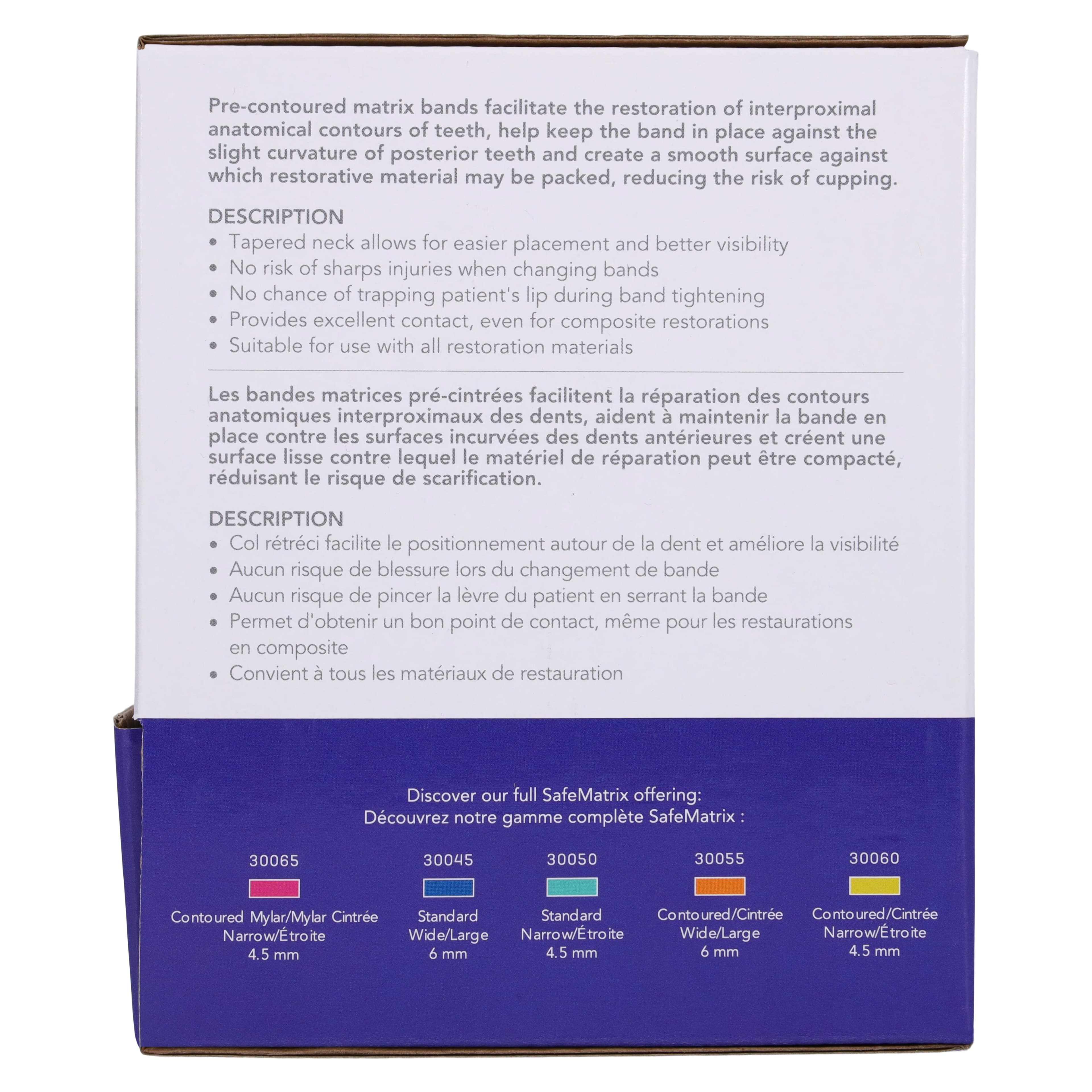 SafeMatrix Clear Contour Single-Use Matrix Bands, Wide, 6.0mm, Purple, Clear Mylar, 50/Box, 30066 thumbnail 6