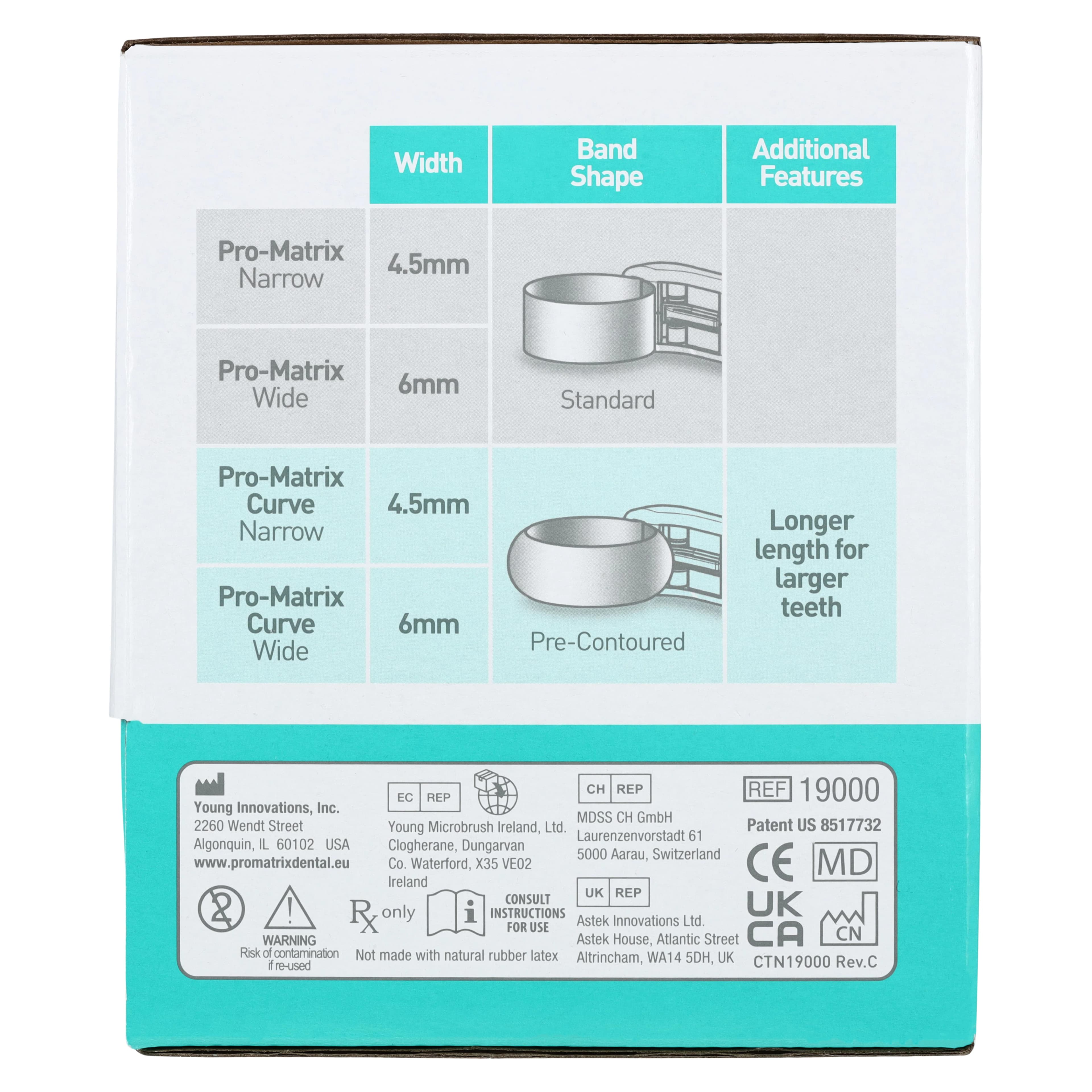 Young Dental Pro-Matrix Single-Use Matrix Bands, Narrow, 4.5 mm, Green, 50/Pk, 19000 thumbnail 6