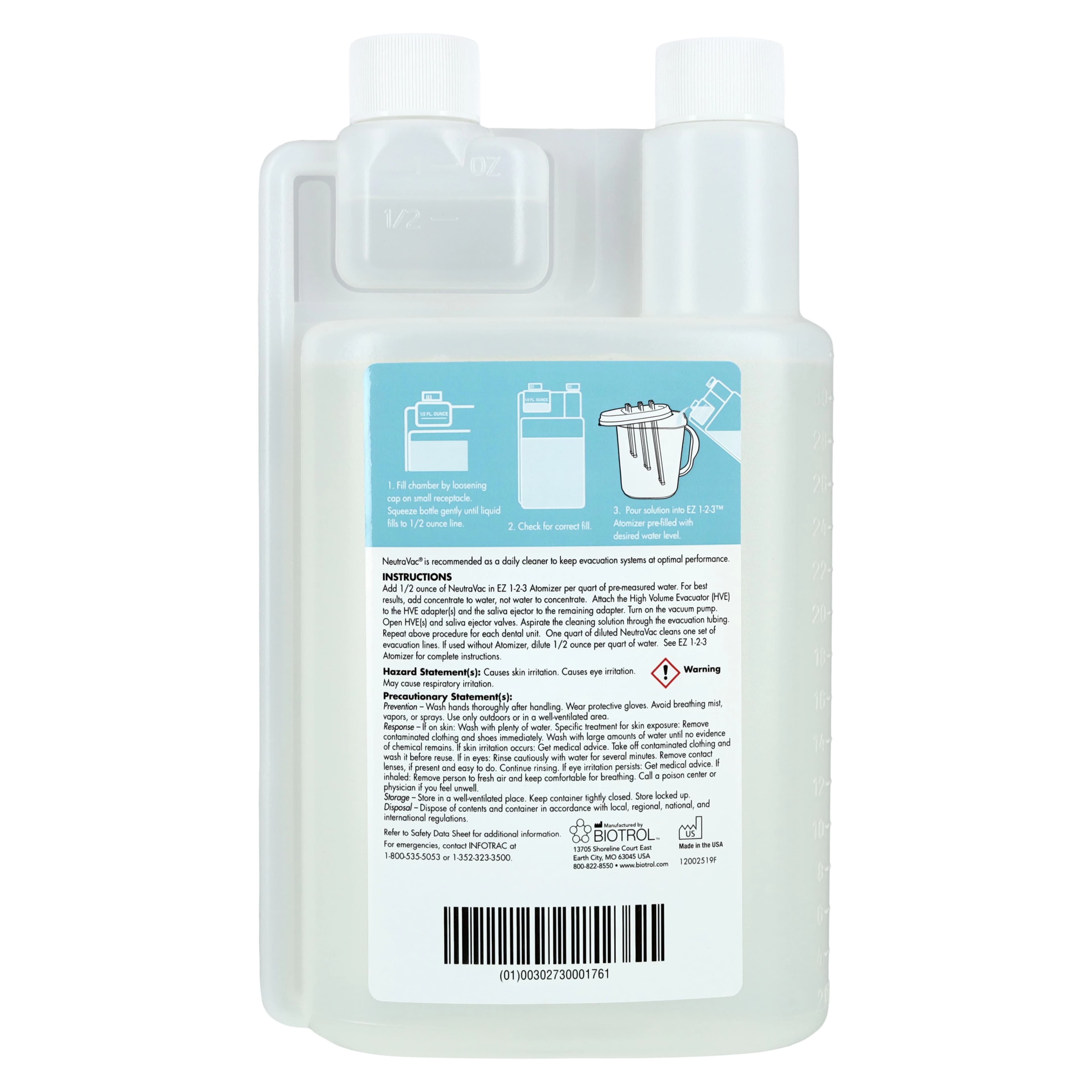 Biotrol NeutraVac Dental Evacuation Line Cleaner Starter Kit, 32 oz Bottle with EZ 1-2-3 Atomizer, NV806 thumbnail 7