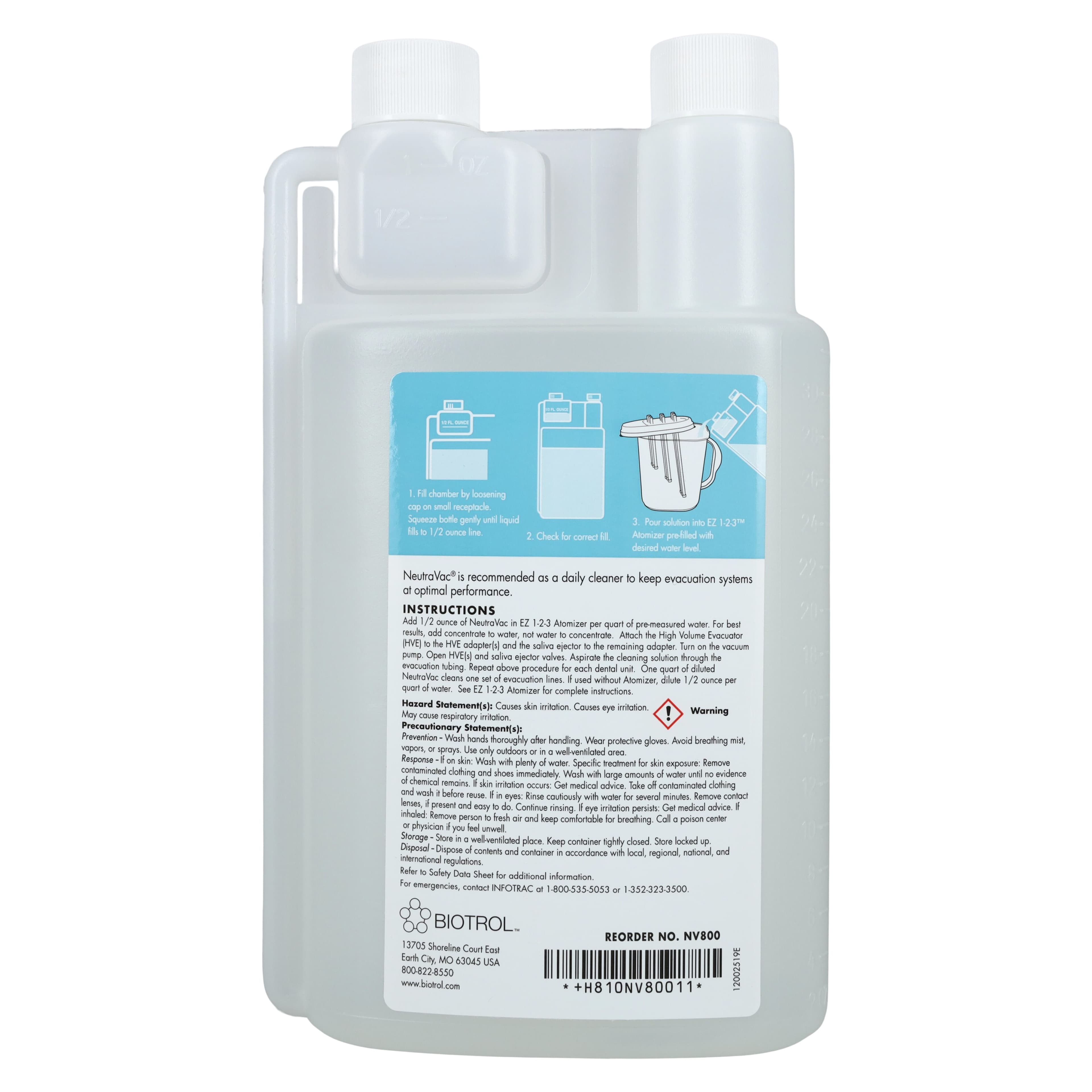 Biotrol NeutraVAC Dual-Action Evacuation System Cleaner, Concentrated, 32 oz Bottle, NV800CS thumbnail 2