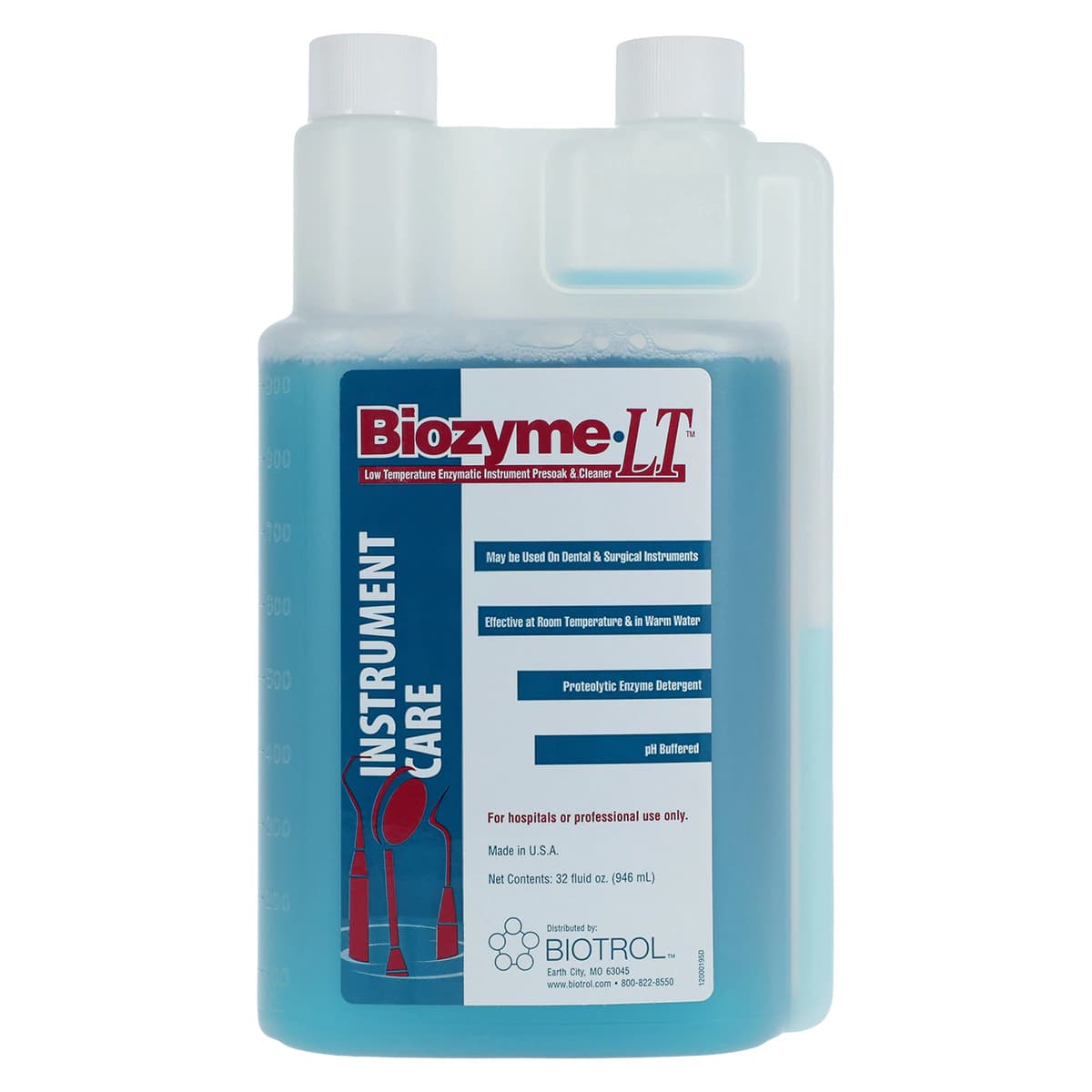 Biozyme-LT Dual-Enzyme Concentrate Detergent, 32 oz Bottle, Spearmint, BLT900CS - Biozyme-LT™ Concentrate 32oz Bottle - Image 1