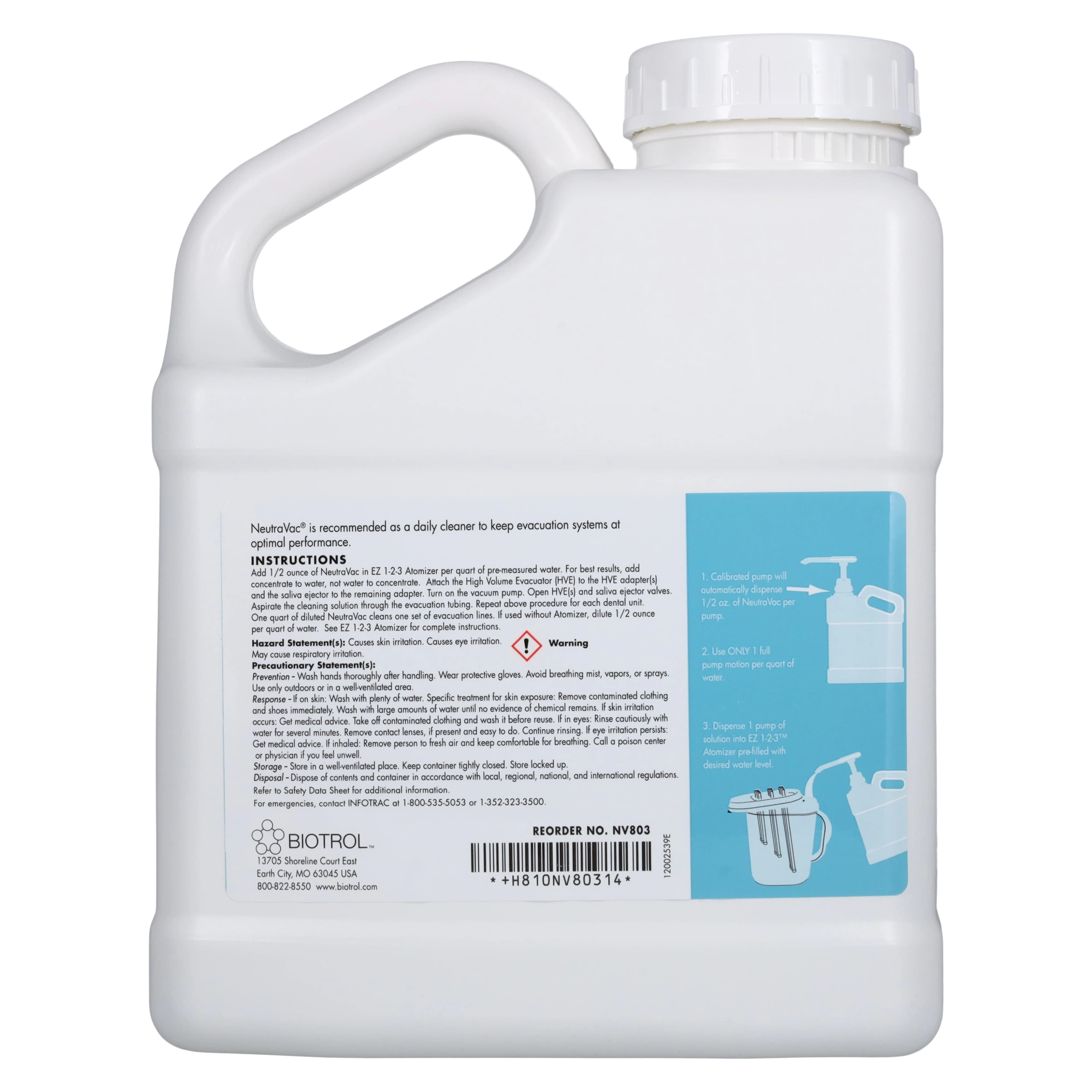 Biotrol NeutraVAC Concentrated Evacuation System Cleaner, 96 oz Bottle, NV803CS thumbnail 2