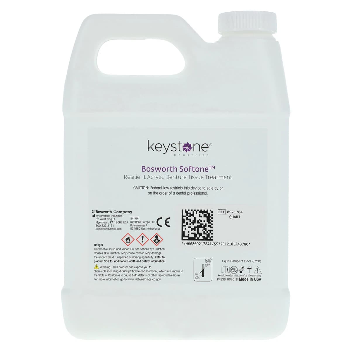 Softone Liquid Quart, Tissue Conditioner, 32 oz/946 mL, #0921784 - Softone Liquid Quart - Image 1