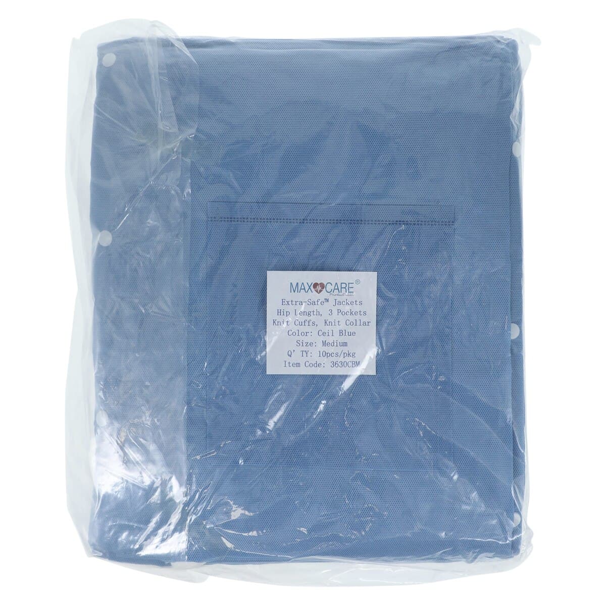 ValuMax Extra-Safe Hip Length Lab Jacket, Ceil Blue, Medium, AAMI Level 3, 10/Pk, 3630CBM thumbnail 3