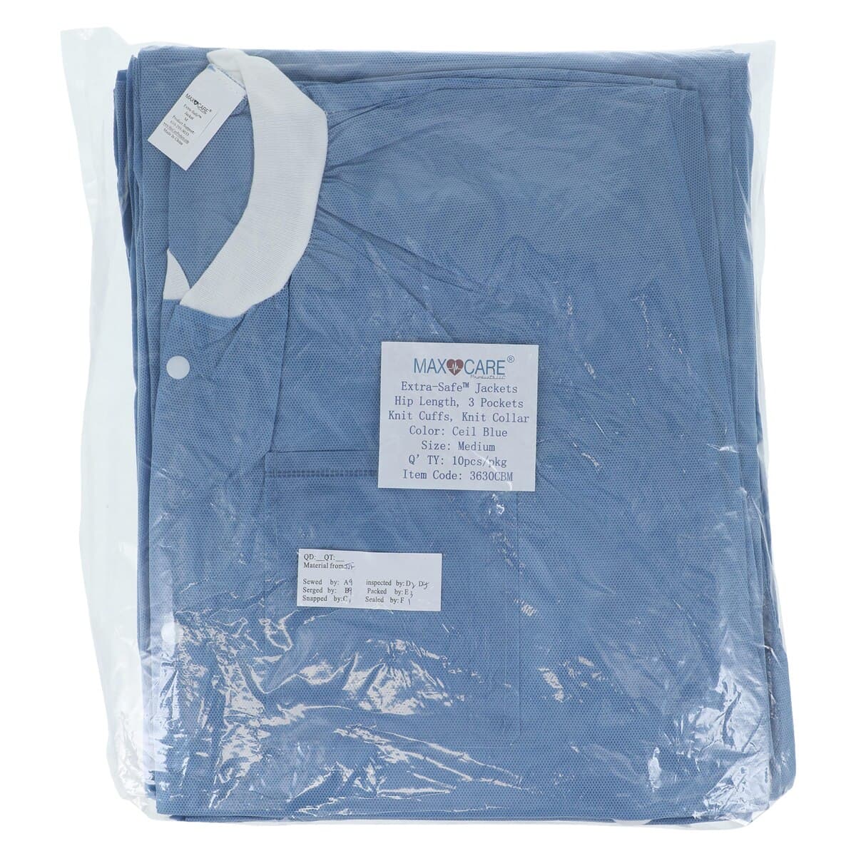 ValuMax Extra-Safe Hip Length Lab Jacket, Ceil Blue, Medium, AAMI Level 3, 10/Pk, 3630CBM thumbnail 8