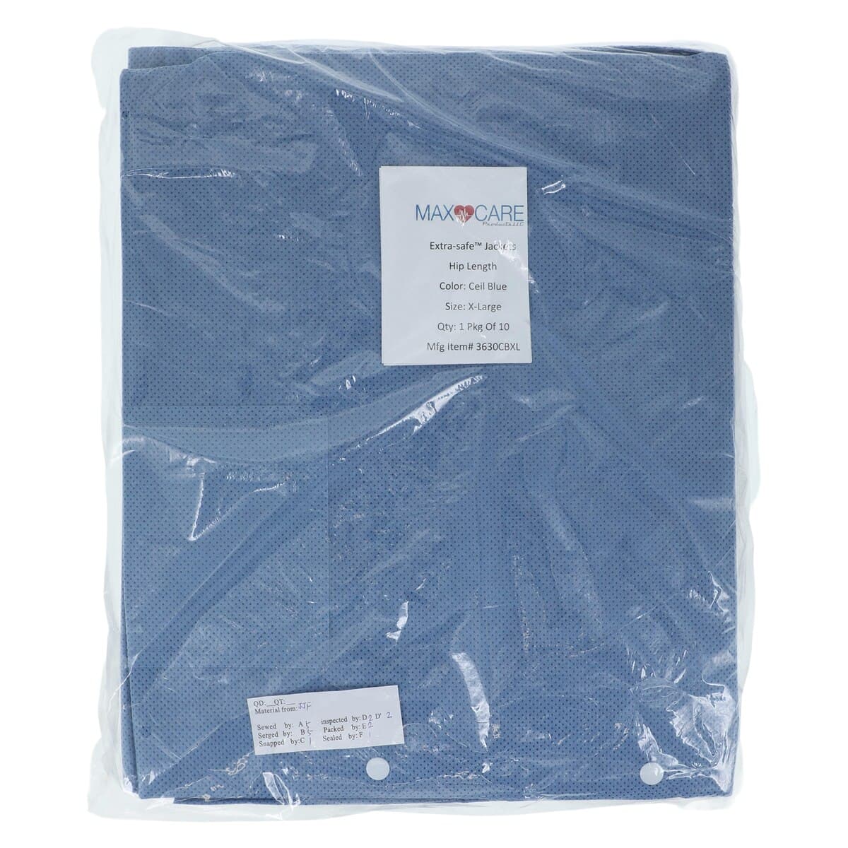 ValuMax Extra-Safe Lab Jacket, Ceil Blue, X-Large, AAMI Level 3, Latex-Free, 10/Pack, 3630CBXL thumbnail 7