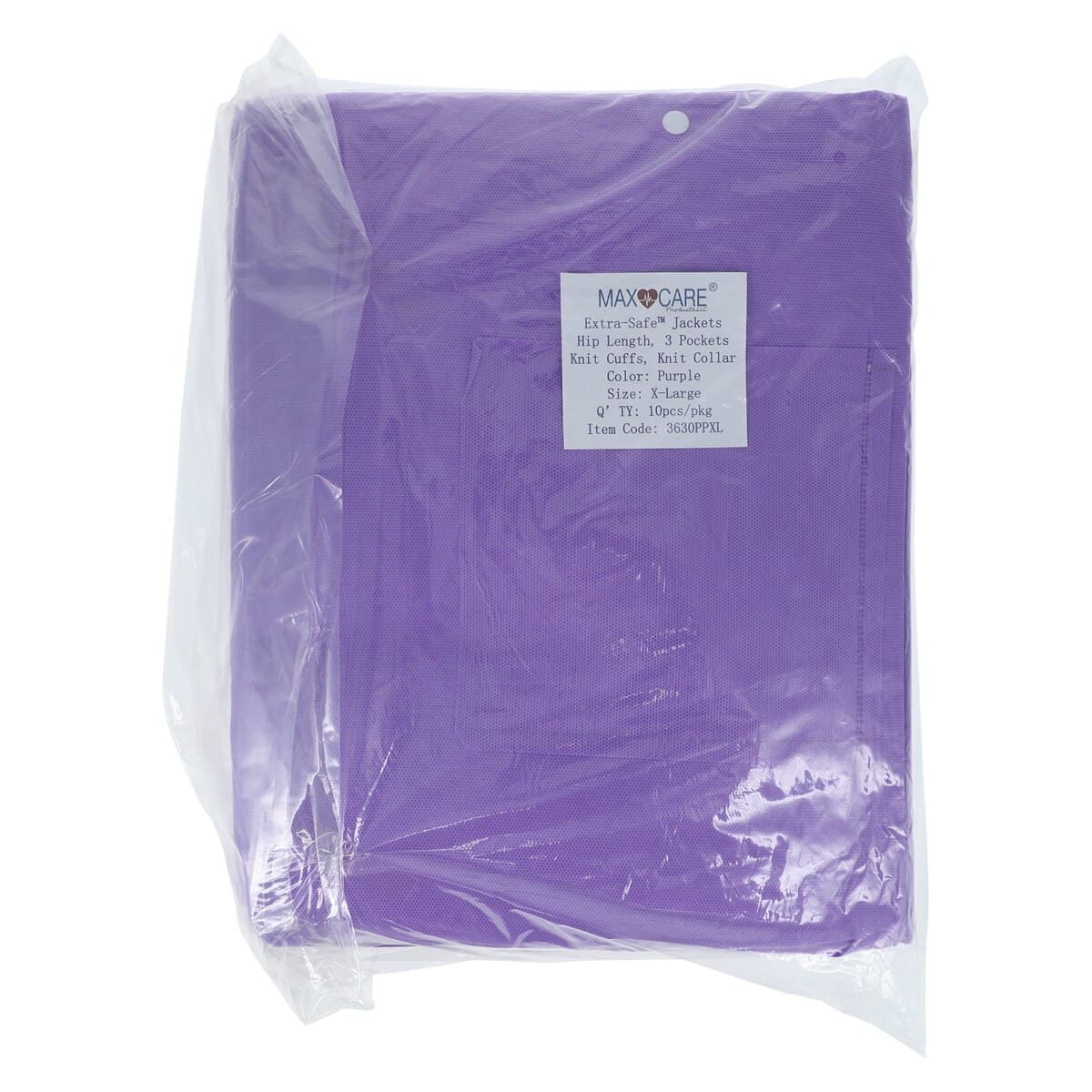Extra-Safe Purple Lab Jacket, X-Large, Latex-Free, Fluid Resistant, AAMI Level 3, 10/Pk, 3630PPXL thumbnail 2