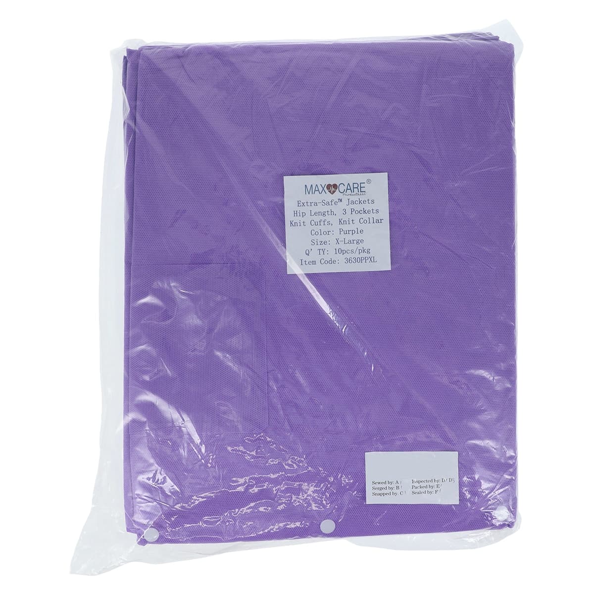 Extra-Safe Purple Lab Jacket, X-Large, Latex-Free, Fluid Resistant, AAMI Level 3, 10/Pk, 3630PPXL thumbnail 8