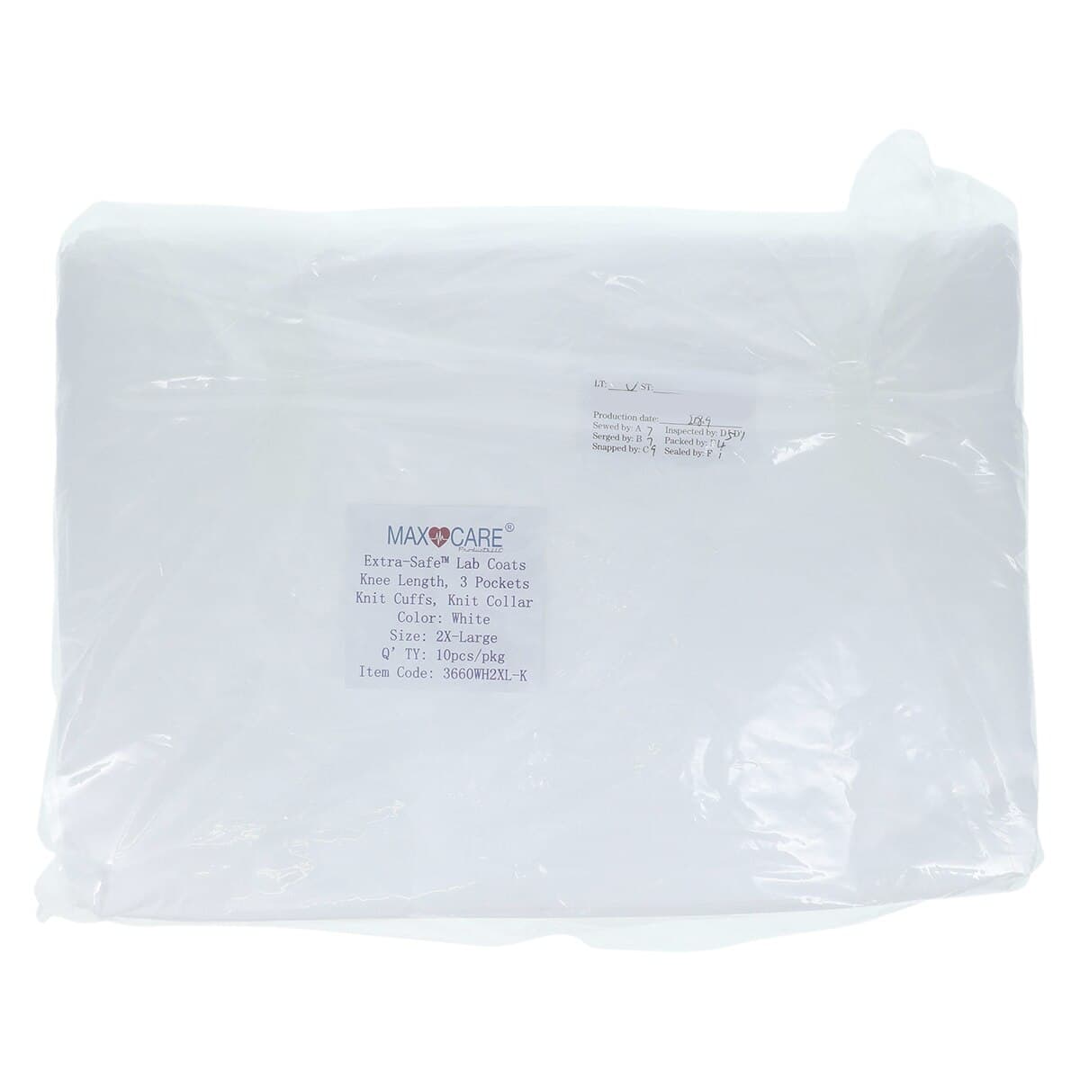 ValuMax Extra-Safe Lab Coat, AAMI Level 3, White, Knit Collar & Cuffs, XX-Large, 10/Pack, 3660WH2XL thumbnail 3