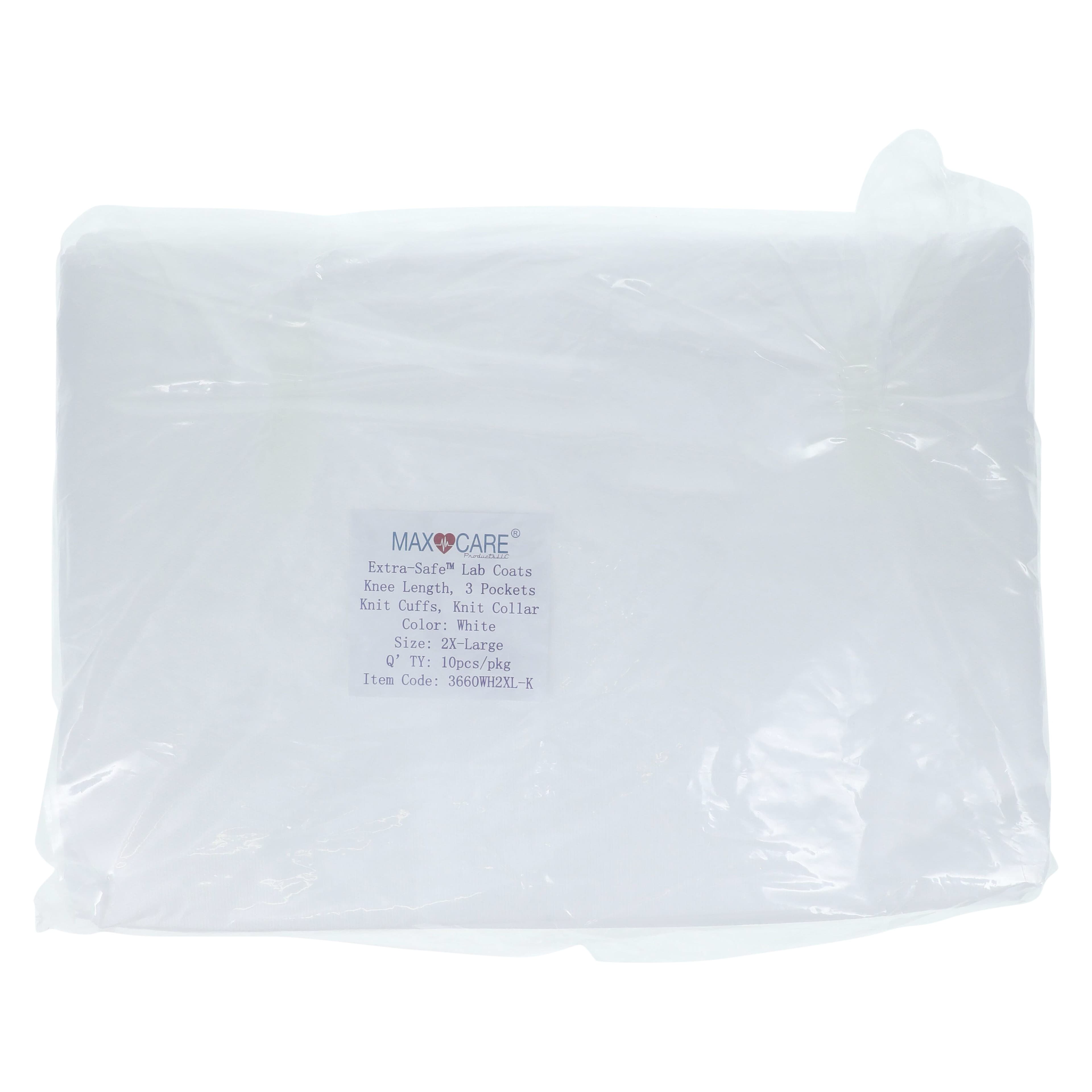 ValuMax Extra-Safe Lab Coat, AAMI Level 3, White, Knit Collar & Cuffs, XX-Large, 10/Pack, 3660WH2XL thumbnail 8