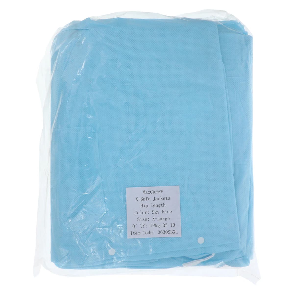 Extra-Safe Lab Jacket, Sky Blue, X-Large, AAMI Level 3, Latex-Free, Fluid Resistant, 10/Pk, 3630SBXL thumbnail 7