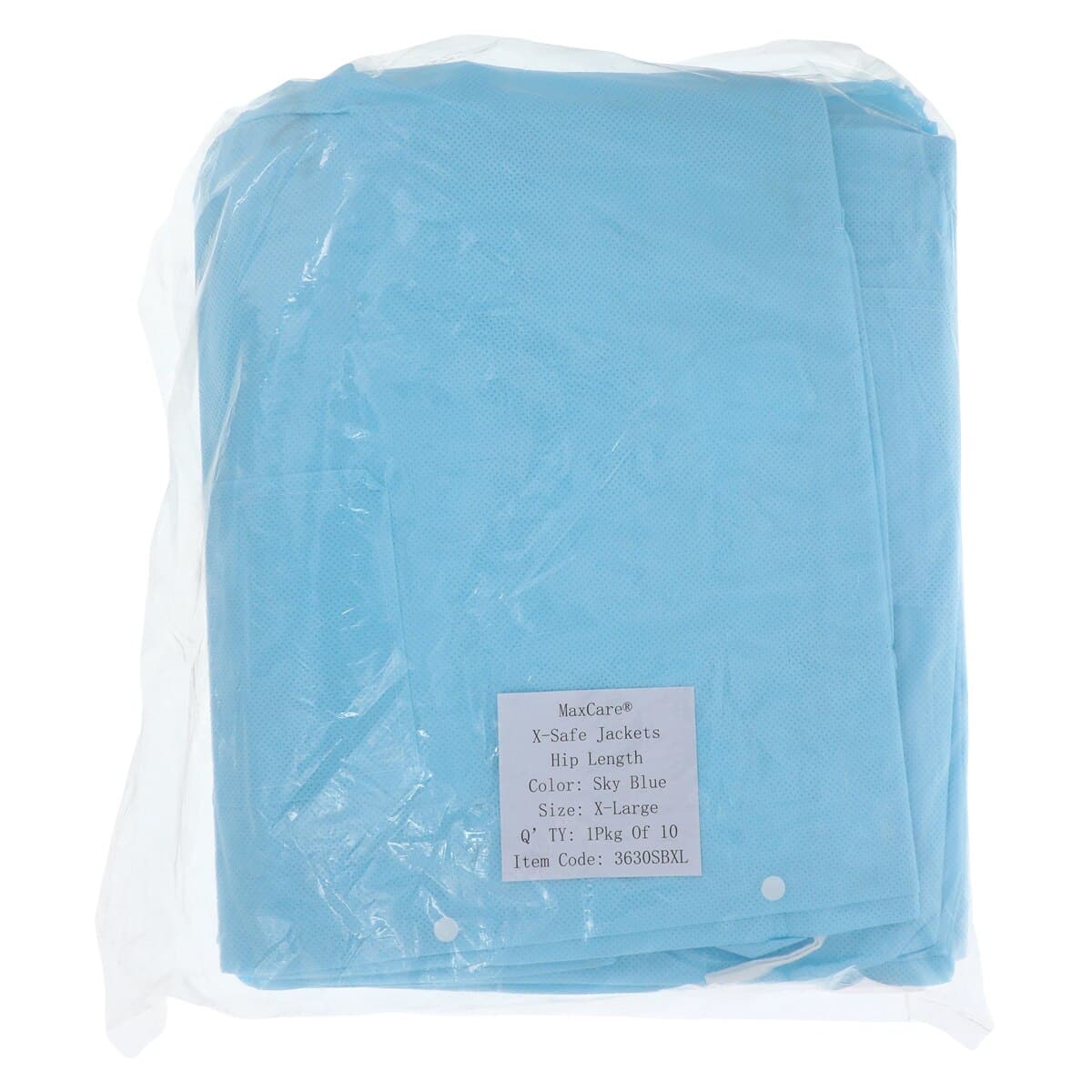 Extra-Safe Lab Jacket, Sky Blue, X-Large, AAMI Level 3, Latex-Free, Fluid Resistant, 10/Pk, 3630SBXL thumbnail 8