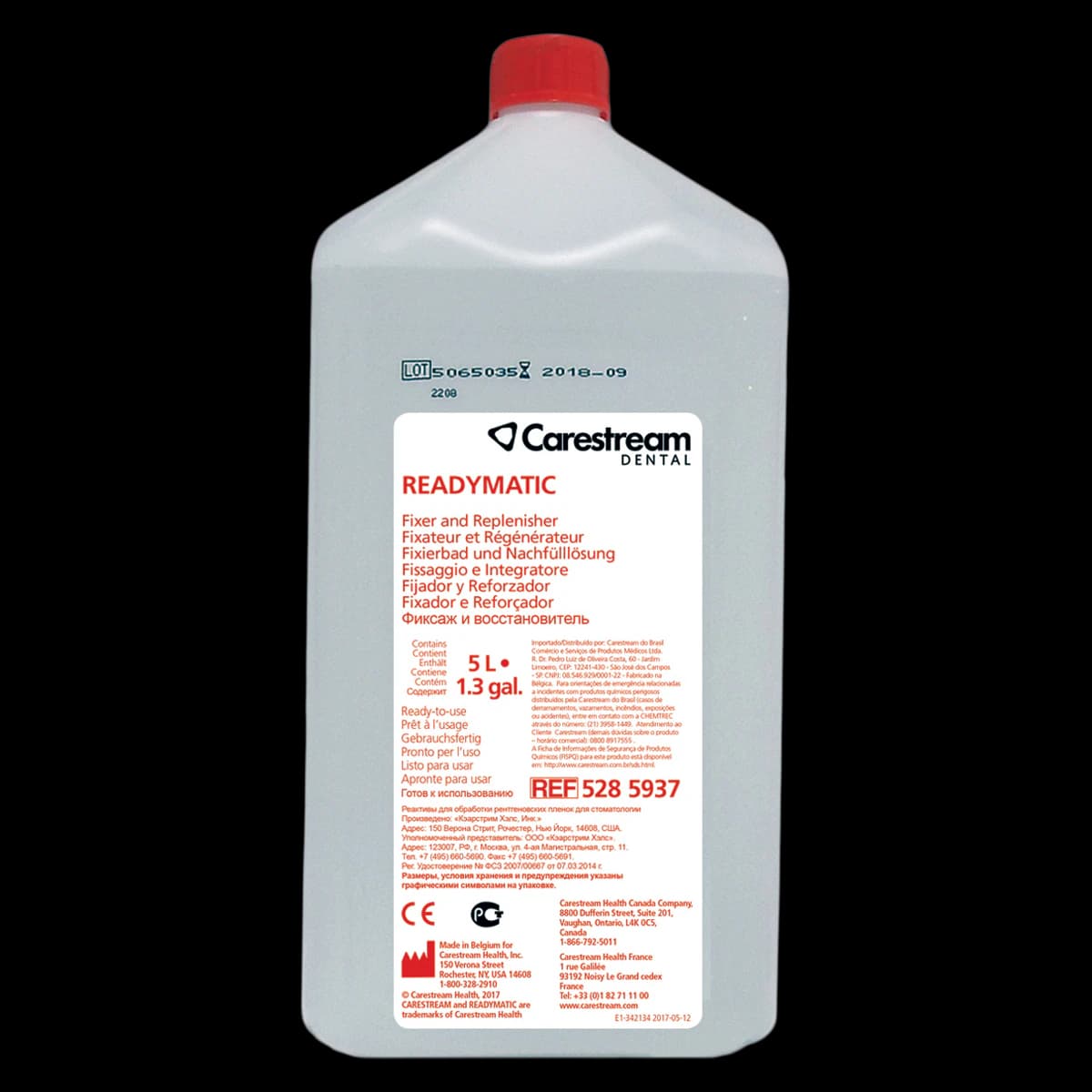 Readymatic Dental X-Ray Fixer & Replenisher, Ready-to-Use, 5 L Bottle, 2/Pk, 5285937 - Readymatic Dental Developer, Fixer and Replenisher - Fixer/Replenisher - Image 1