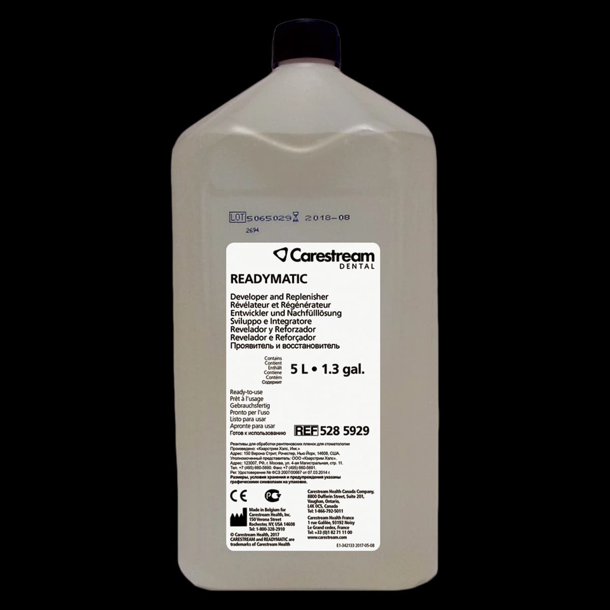 Readymatic Dental Developer & Replenisher, 5 L Bottle, 2/Case, 5285929 - Readymatic Dental Developer, Fixer and Replenisher - Developer/Replenisher - Image 1