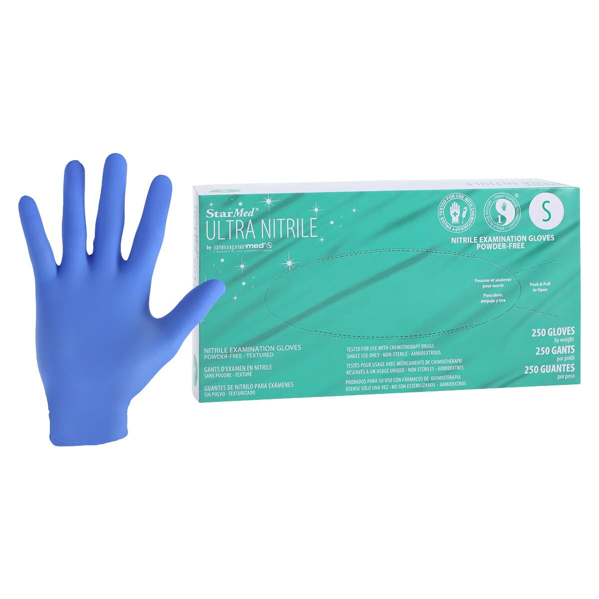 Sempermed StarMed Ultra Nitrile Exam Gloves, Small, Powder-Free, Textured Fingertips, 250/Box, SMTN252 thumbnail 2