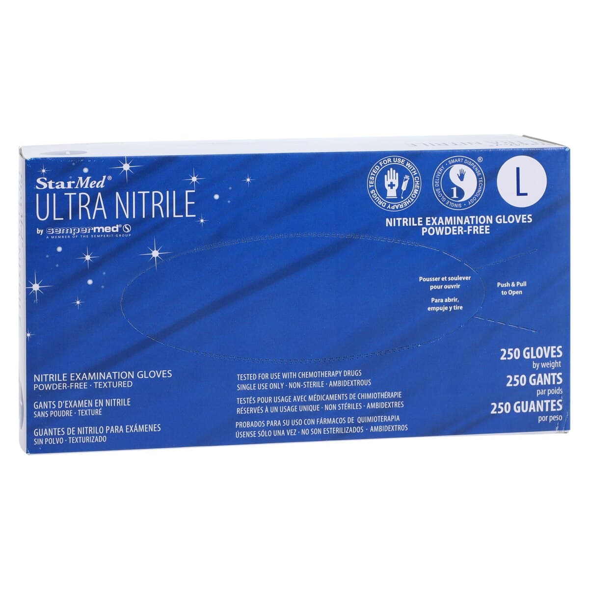 StarMed Ultra Nitrile Exam Gloves, Powder-Free, Textured, Large, Violet Blue, 250/Bx thumbnail 4