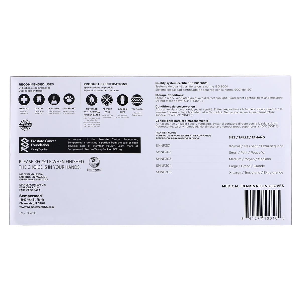 Sempermed StarMed Plus PF Nitrile Exam Gloves, Powder Free, Non-Sterile, Large, Violet Blue, 300/Box, SMNP304 thumbnail 9
