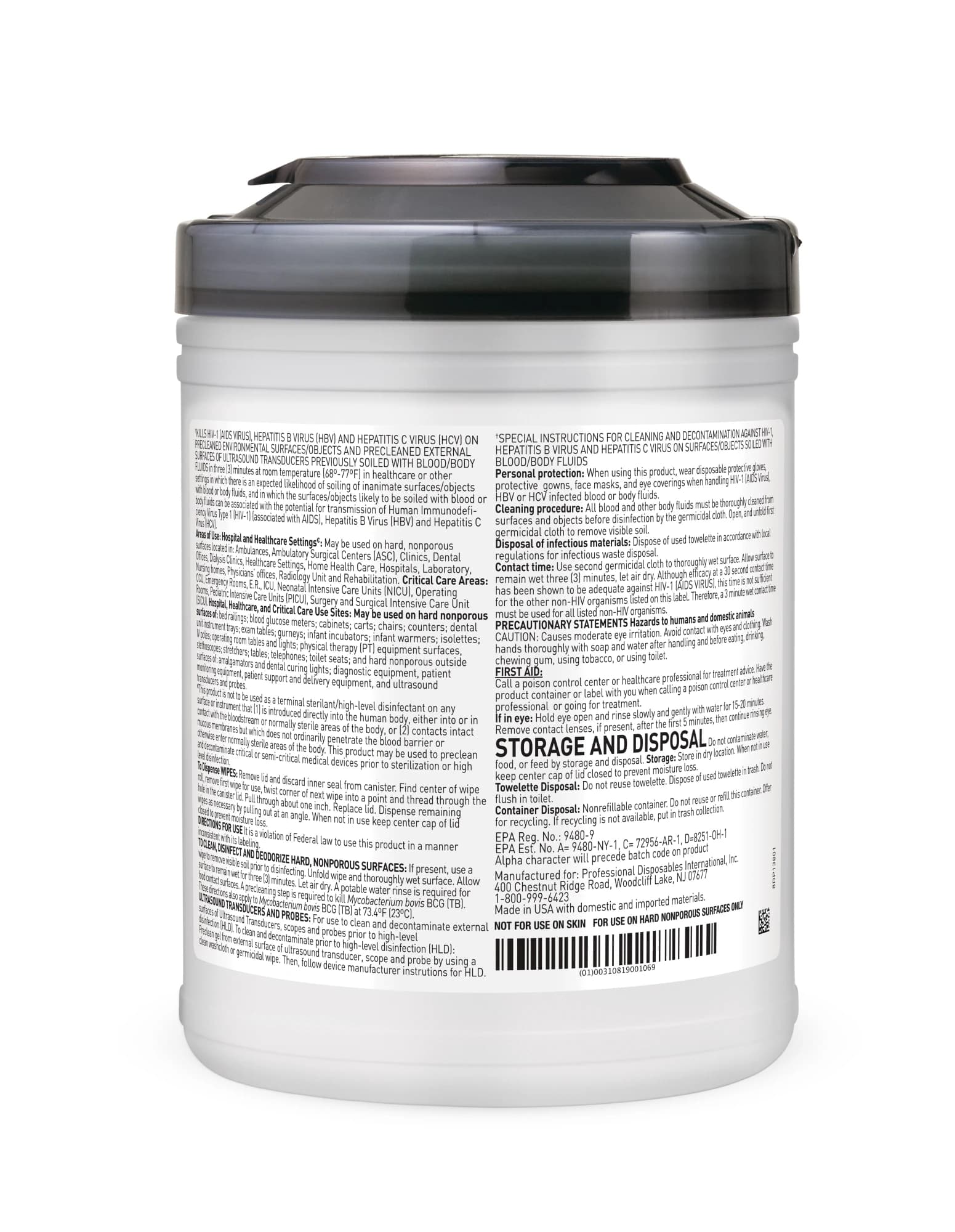 Sani-Cloth AF3 Germicidal Disposable Wipes, Large, 6" x 6.75", Alcohol-Free, 160/Canister, P13872 thumbnail 4