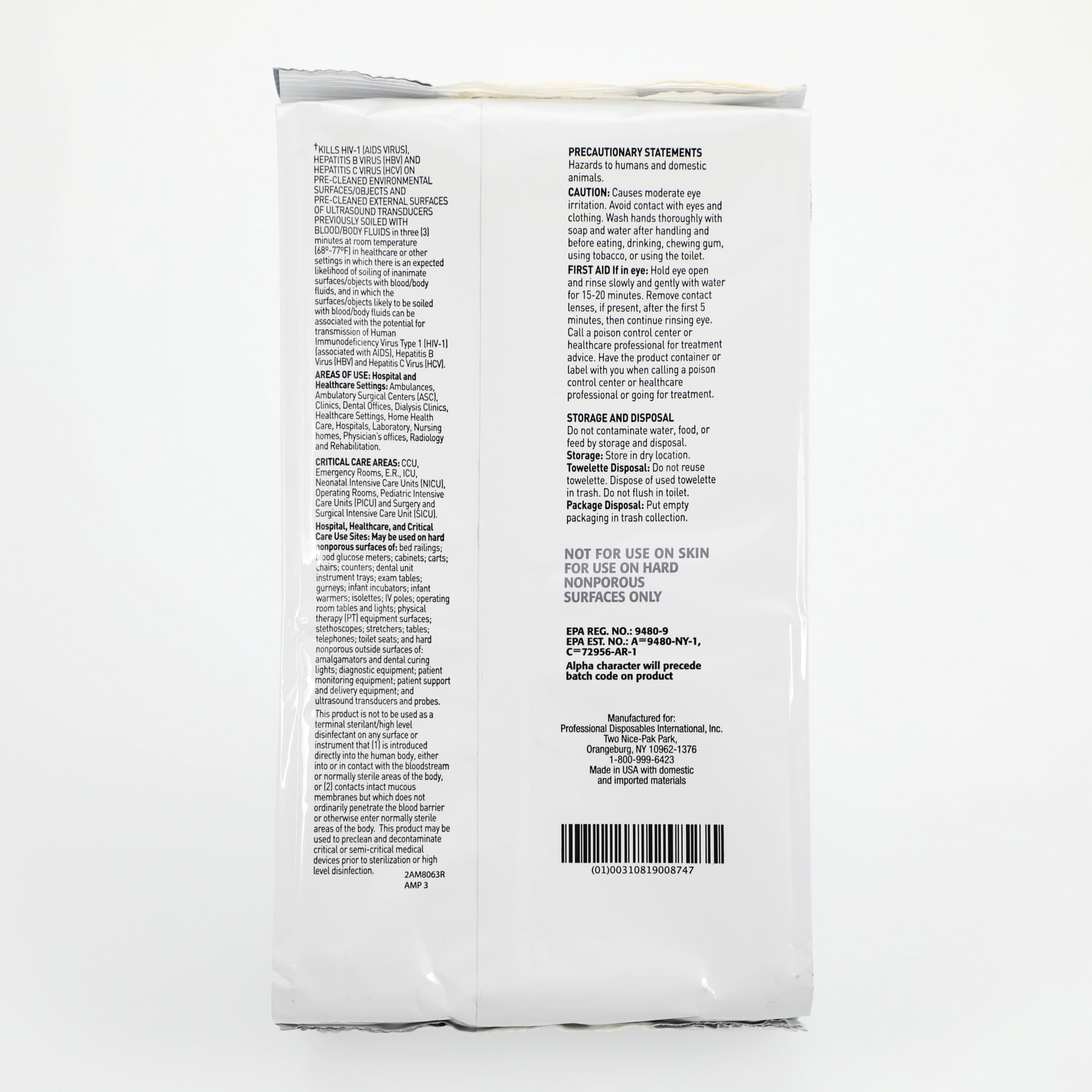 PDI Sani-Cloth AF3 Germicidal Disposable Wipes, X-Large 8.2 in x 9.8 in, Soft Pack, 80/Package, M8063S80 thumbnail 2