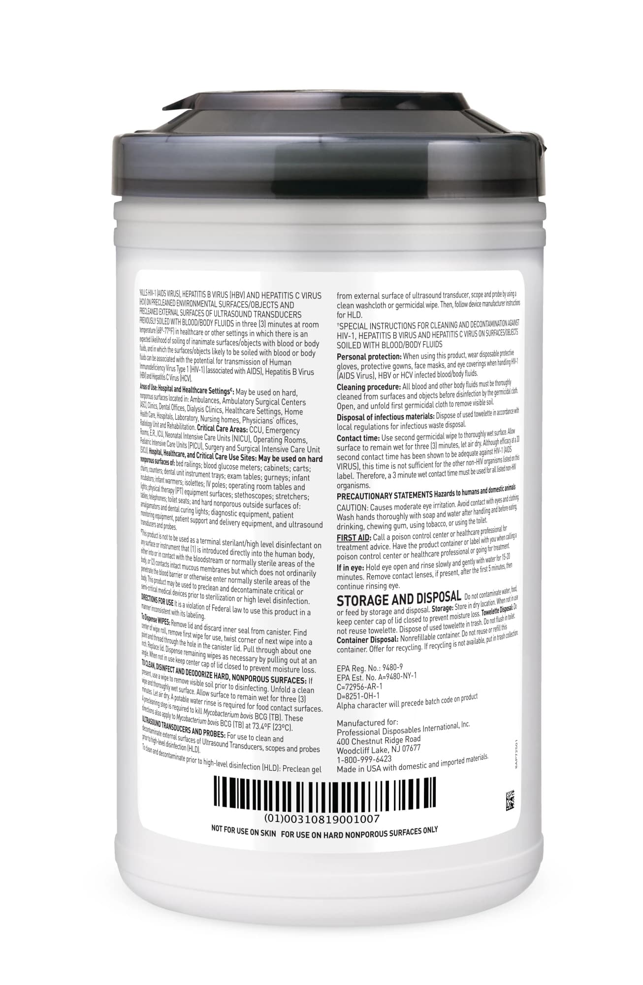 Sani-Cloth AF3 Germicidal Disposable Wipes, X-Large, 7.5" x 15", Alcohol-Free, 75/Can, P72584 - Sani-Cloth AF3 Germicidal Wipes XL 75/Can - Image 1