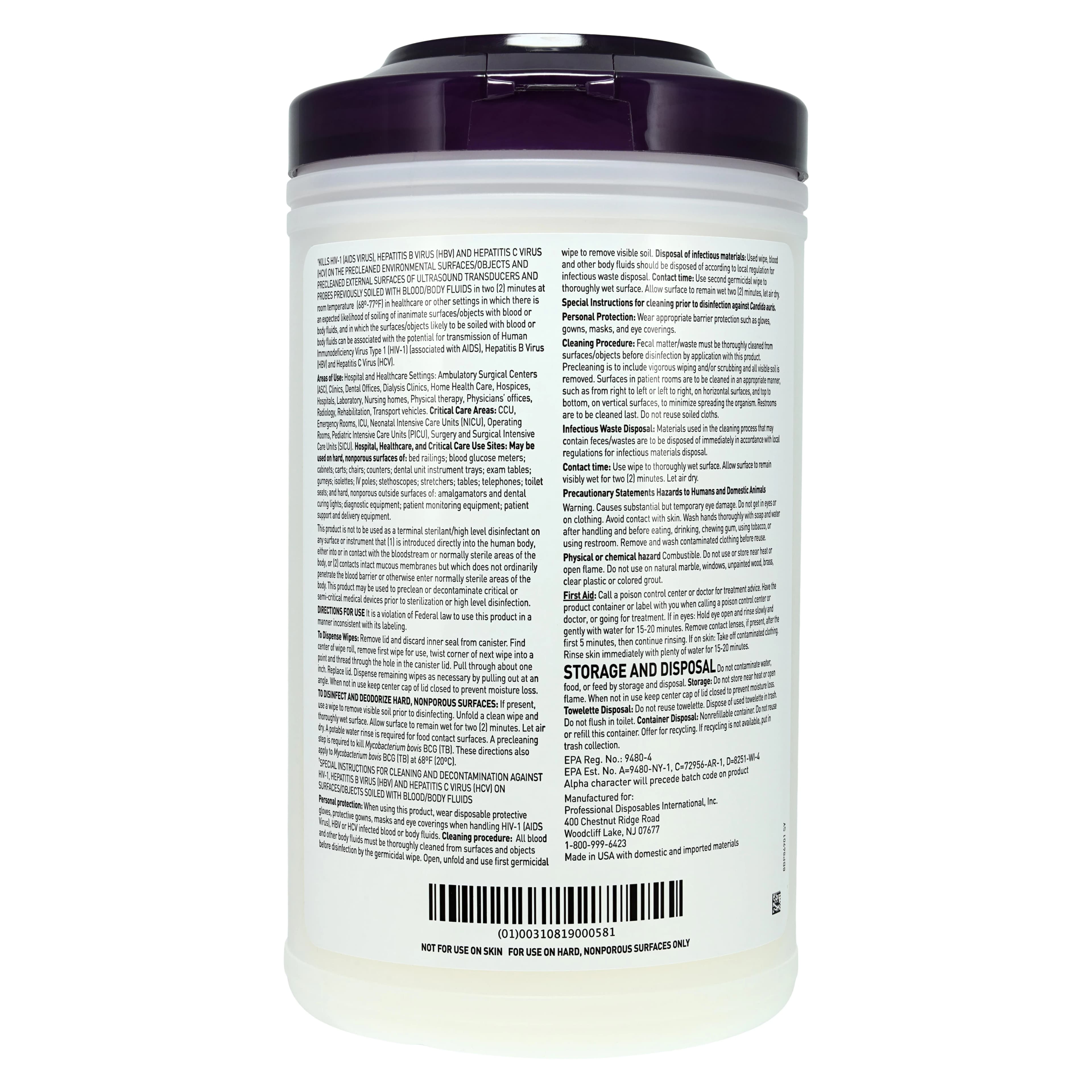 PDI Super Sani-Cloth Germicidal Disposable Wipes, X-Large, 7.5" x 15", 75/Can, P86984 thumbnail 3