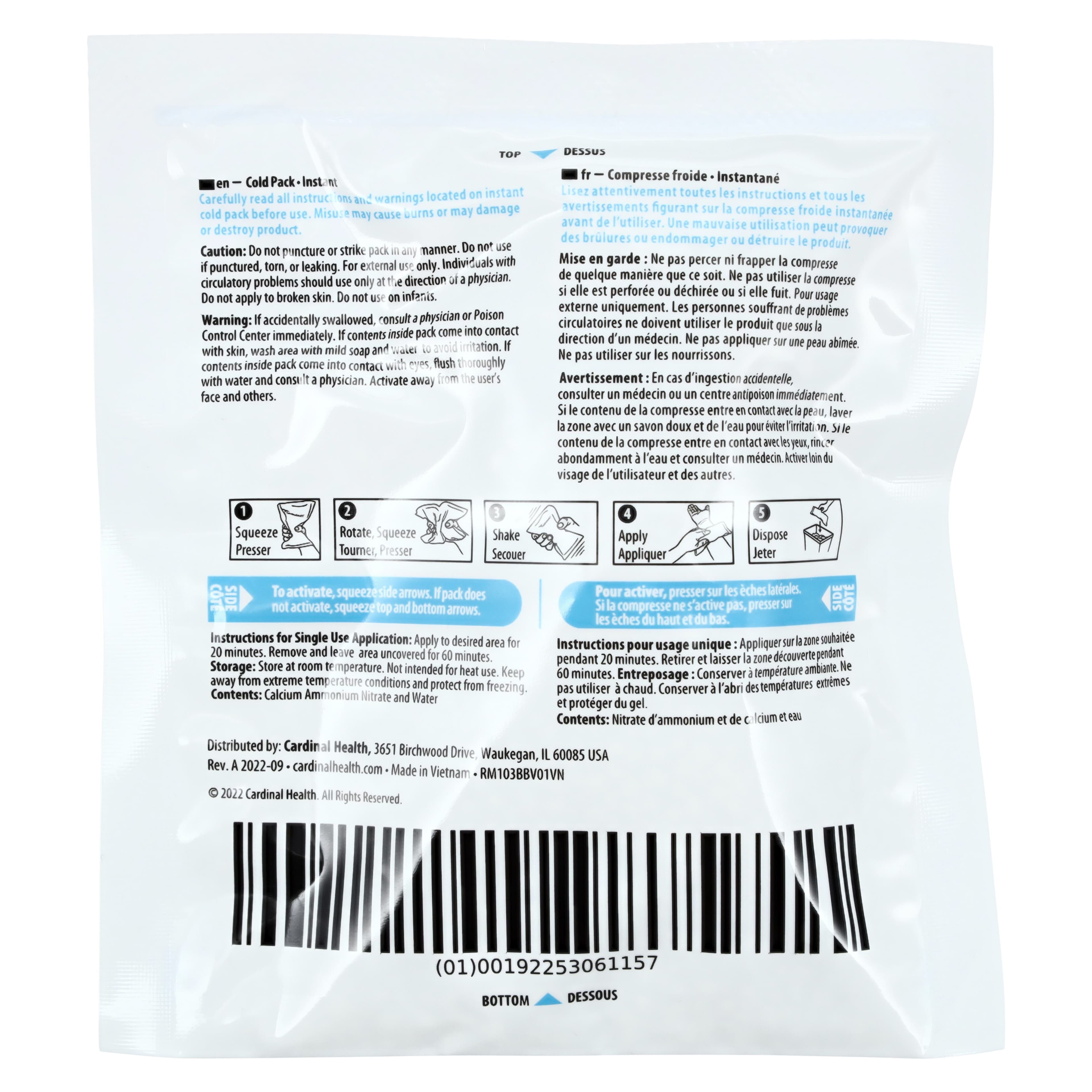 Kwik-Kold Instant Cold Pack, Extra Small, 5" x 5.5", Single-Use, Case of 50, 103B thumbnail 3
