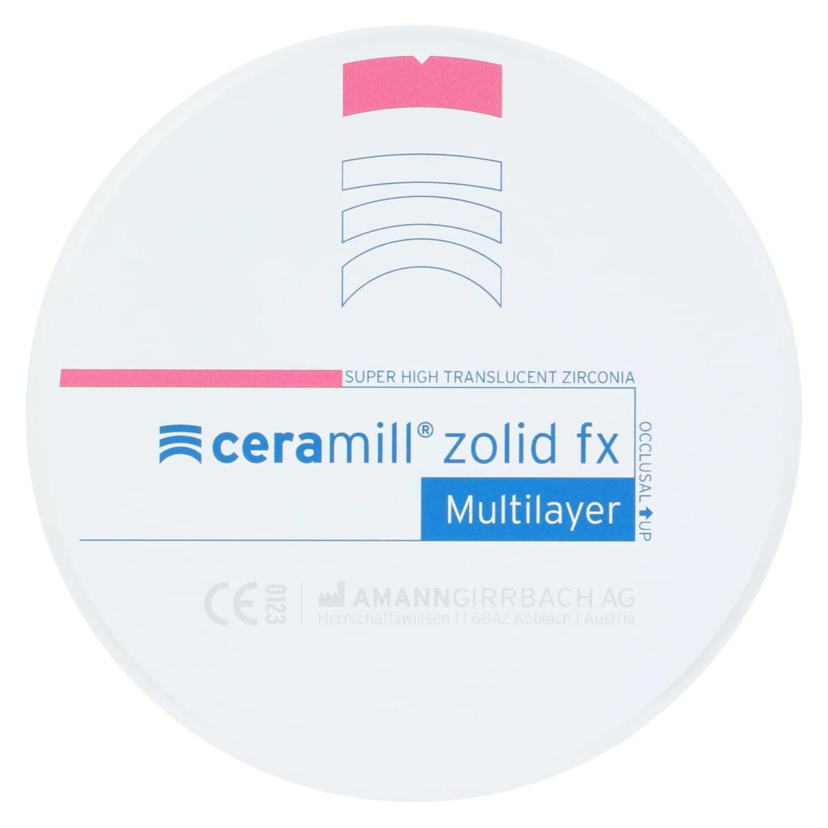 Ceramill Zolid FX ML Multilayer Zirconia Disc, Shade C1/C2, 98 x 16 mm, 1/Pkg thumbnail 3