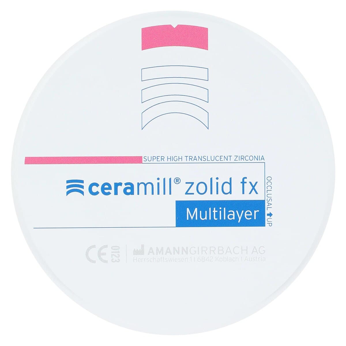 Ceramill Zolid FX ML Multilayer Zirconia Disc, Shade C1/C2, 98 x 20 mm, 1 Disc thumbnail 3