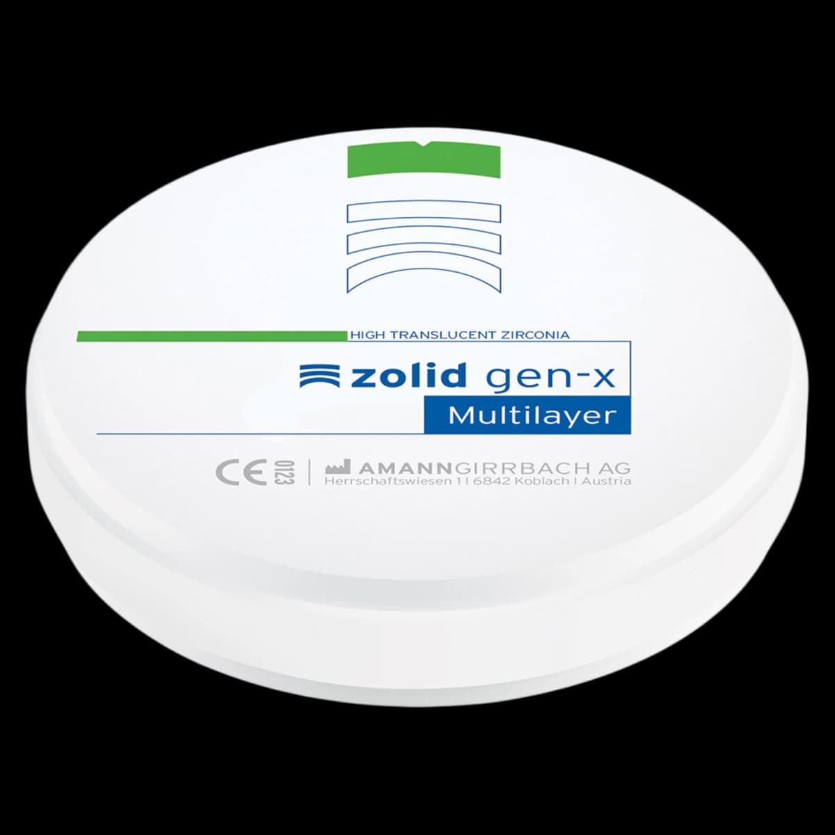Zolid Gen-X Multilayer Preshaded HT+ Zirconia Disc, A3, 98x16mm, Each - Zolid Gen-X A3 98x16 F - Image 1