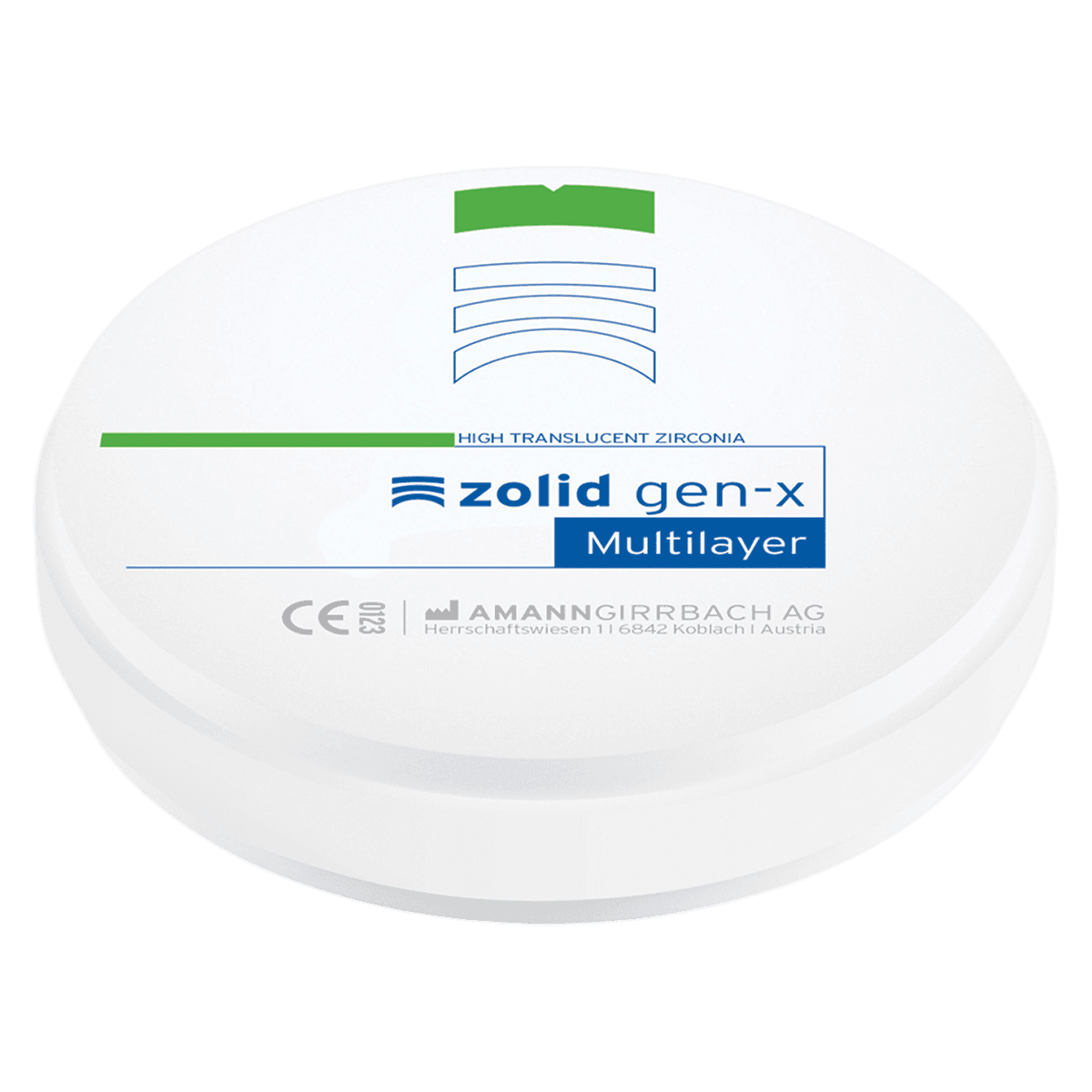 Zolid Gen-X Multilayer Preshaded HT+ Zirconia Disc, A1, 98x14mm, Each thumbnail 2
