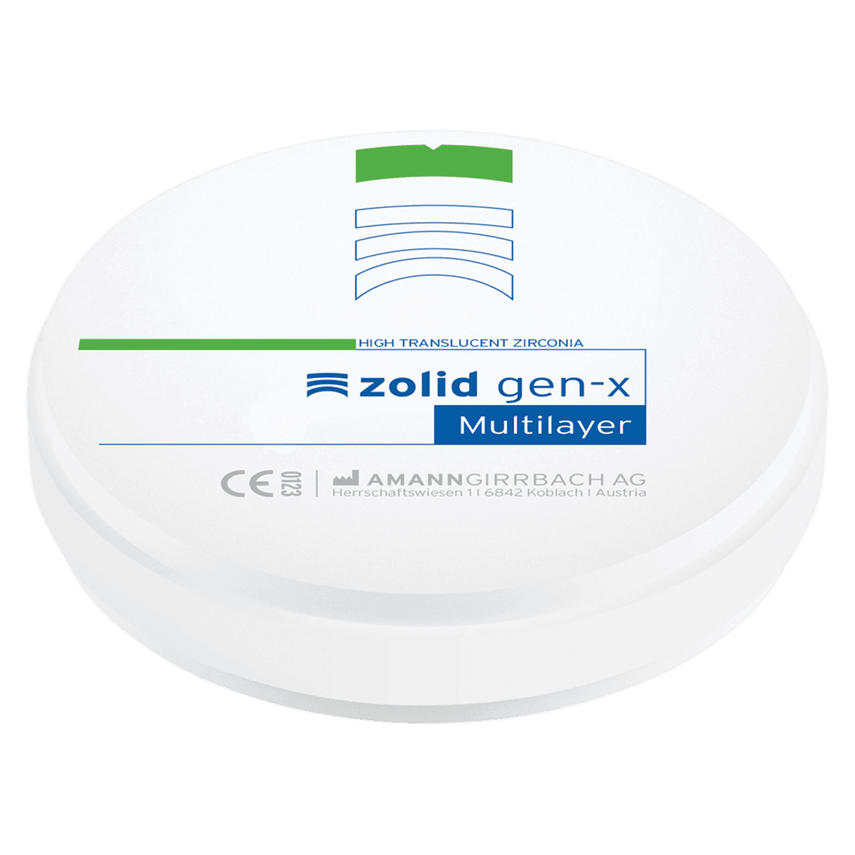 Zolid Gen-X Multilayer Preshaded HT+ Zirconia Disc, Shade A1, 98 x 16 mm, Each thumbnail 2