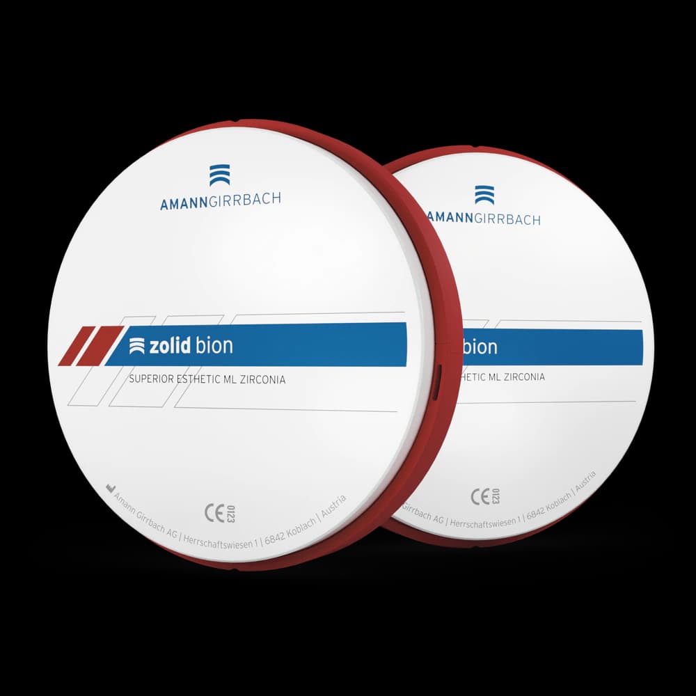 Zolid Bion Zirconia CAD/CAM Disc, C2 Shade, 98 x 16 mm, F (Fast) Sintering, 1 Disc - Zolid Bion C2 98x16 F - Image 1