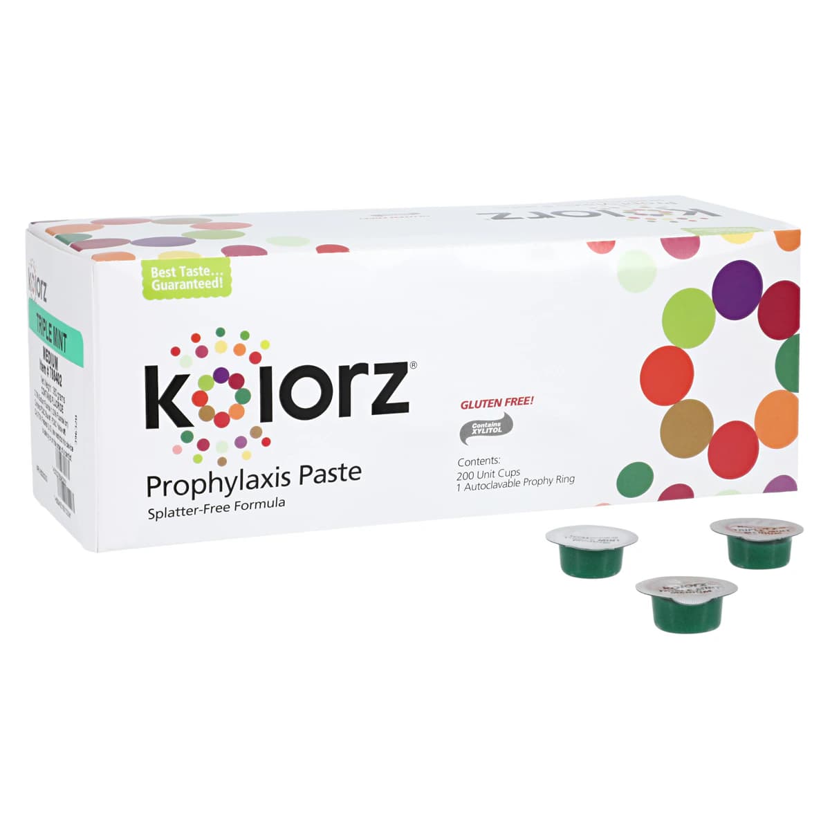 Kolorz Prophy Paste, Triple Mint, Medium Grit, 1.23% APF Fluoride, Unit Dose Cups, 200/Box, 788402 thumbnail 5