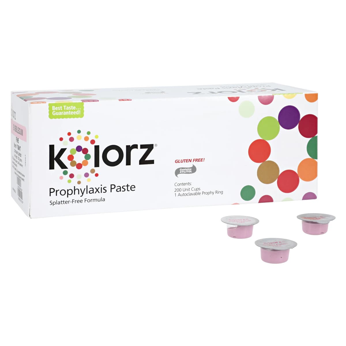 Kolorz Prophy Paste, Fine Grit, Bubblegum, 1.23% APF Fluoride, Gluten-Free, 200 Unit-Dose Cups, 788417 - Kolorz Prophy Paste Bubblegum Fine Grit 200Pk - Image 1
