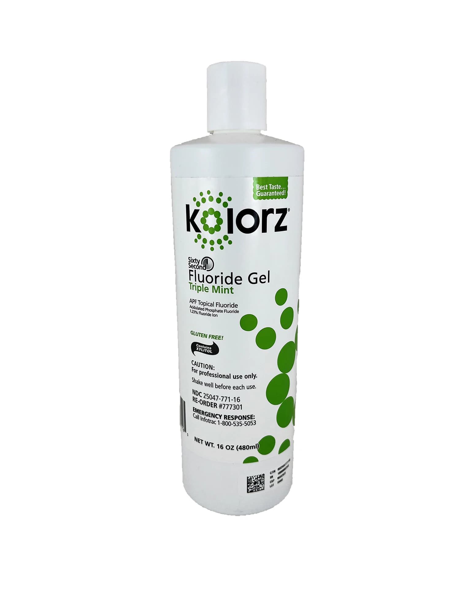 Kolorz Sixty-Second Fluoride Gel, 1.23% APF, Triple Mint, 16 oz Bottle, 1/Pk, 777301 - Kolorz Sixty-Second Fluoride Gel, 1.23% Fluoride, 16 oz, Triple Mint, 1/Pk - Image 1
