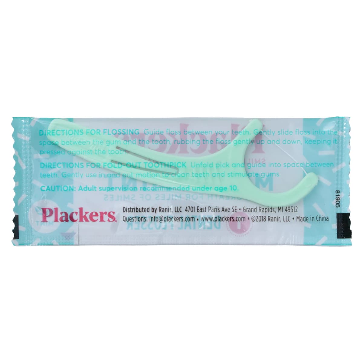 Plackers Micro Mint Dental Flossers, Individually Wrapped, F-Shaped, Mint, 1000/Case thumbnail 3