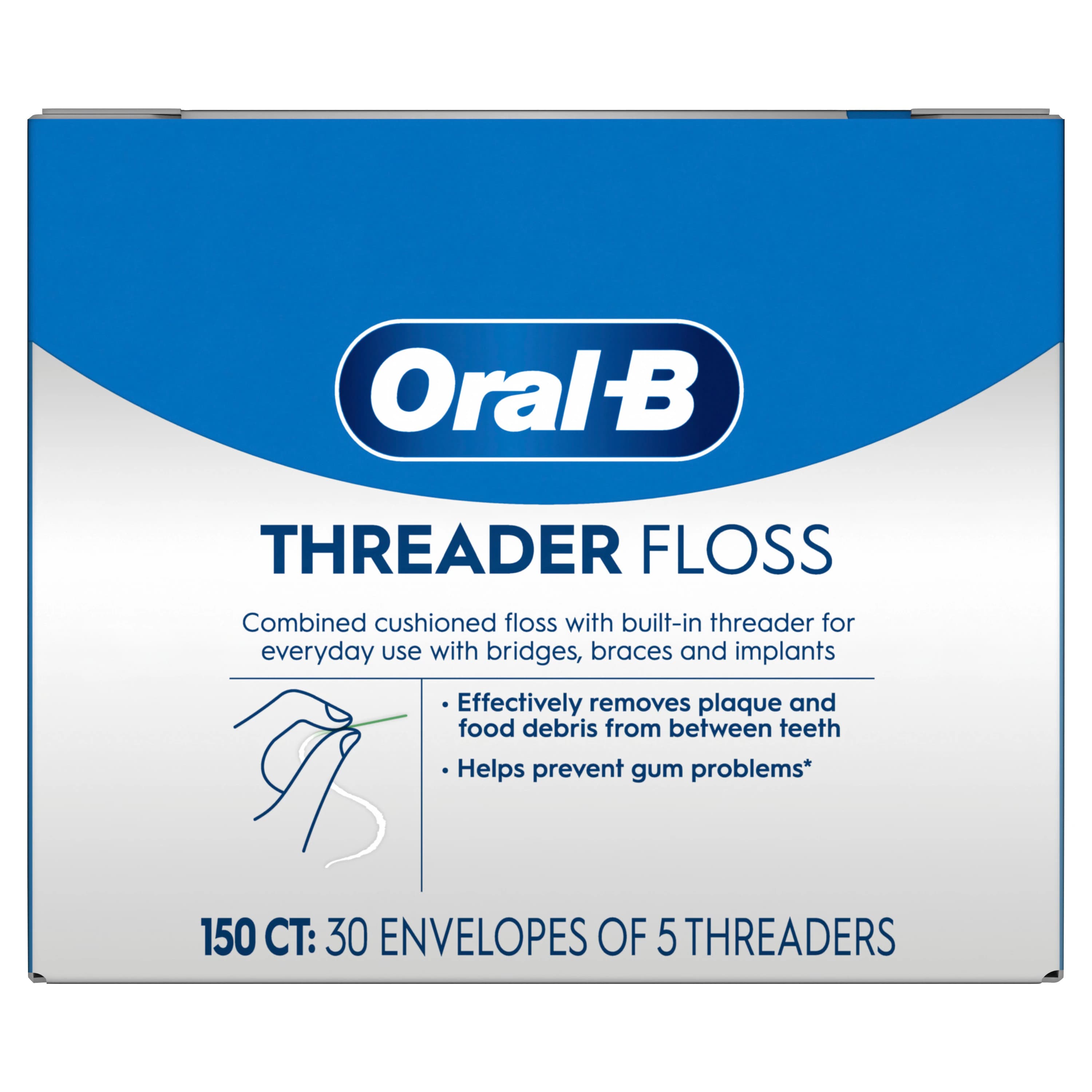 Oral-B Glide Pro-Health Threader Floss, 150/Box (30 Envelopes of 5), 80775811 - Oral-B Glide PRO-HEALTH Threader Floss Box of 150 - Image 1