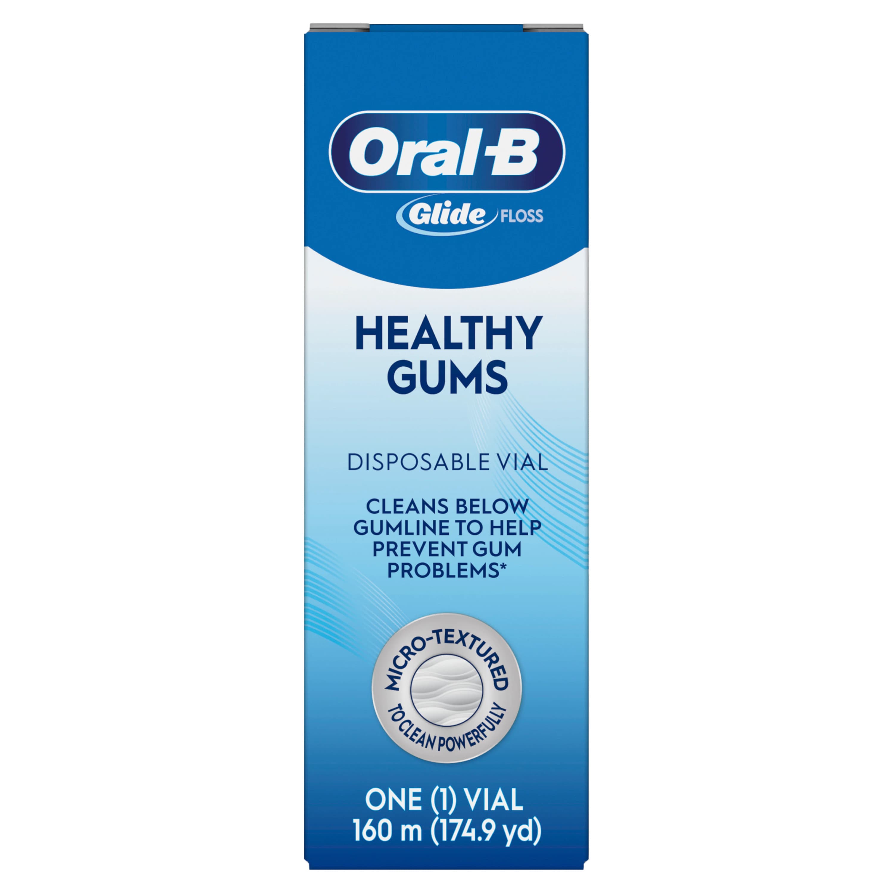 Oral-B Glide Healthy Gums Floss, Unflavored, 160 m Disposable Vial, 1/Pk, 80779740 - Glide Healthy Gums Floss 160M Disposable Vial, 80779740 - Image 1